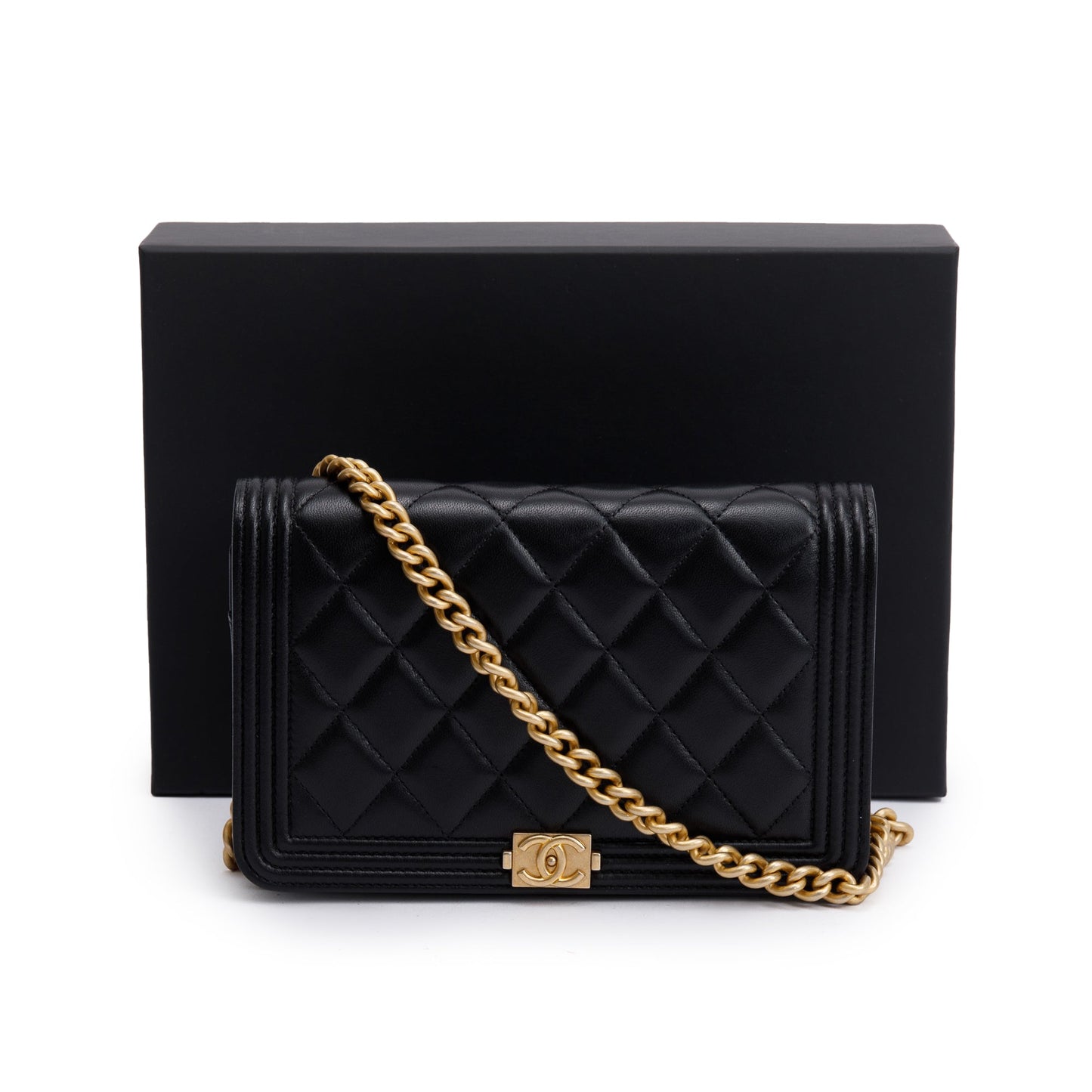 Chanel Boy on Leather Lambskin Black Wallet Case