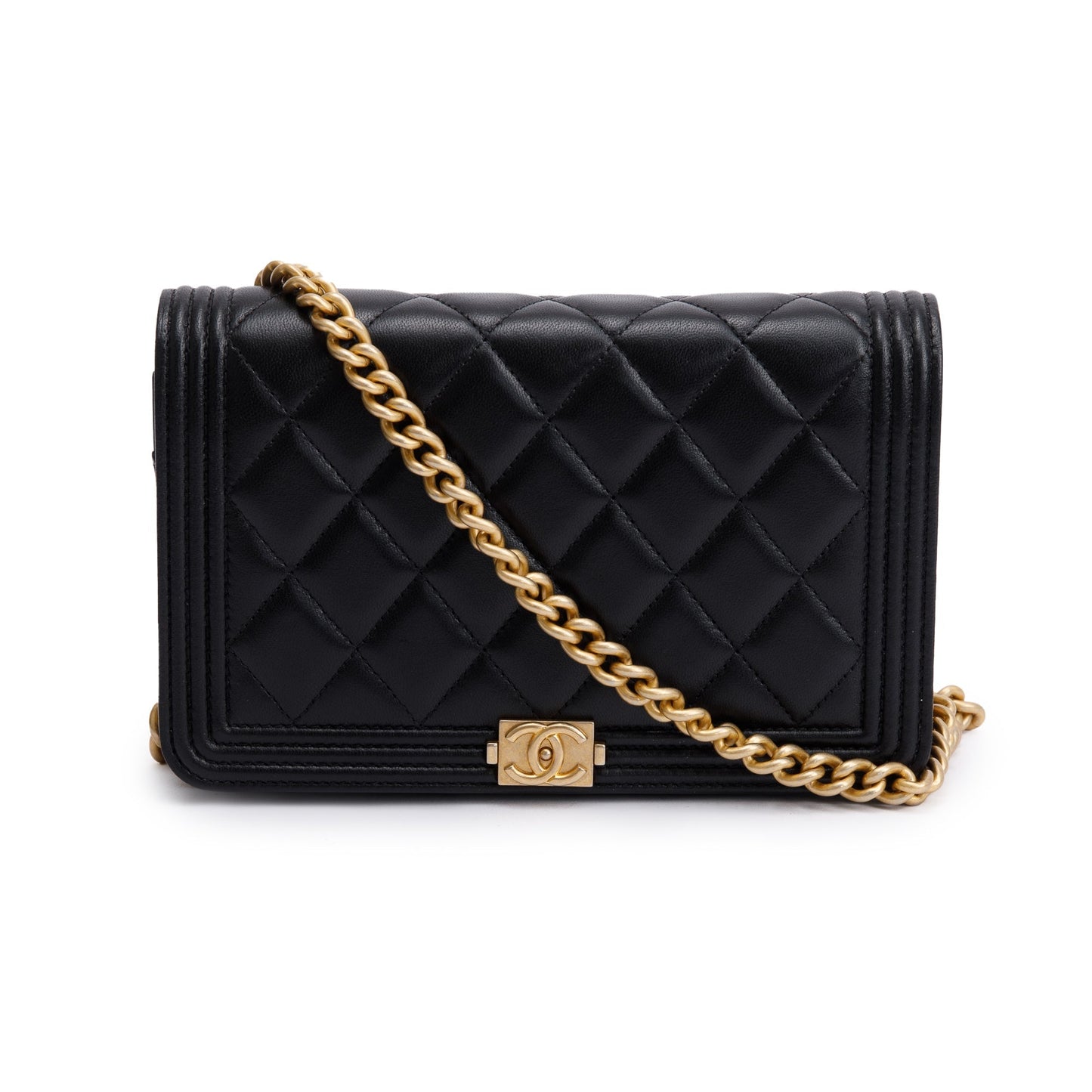 Chanel Boy on Leather Lambskin Black Wallet Case