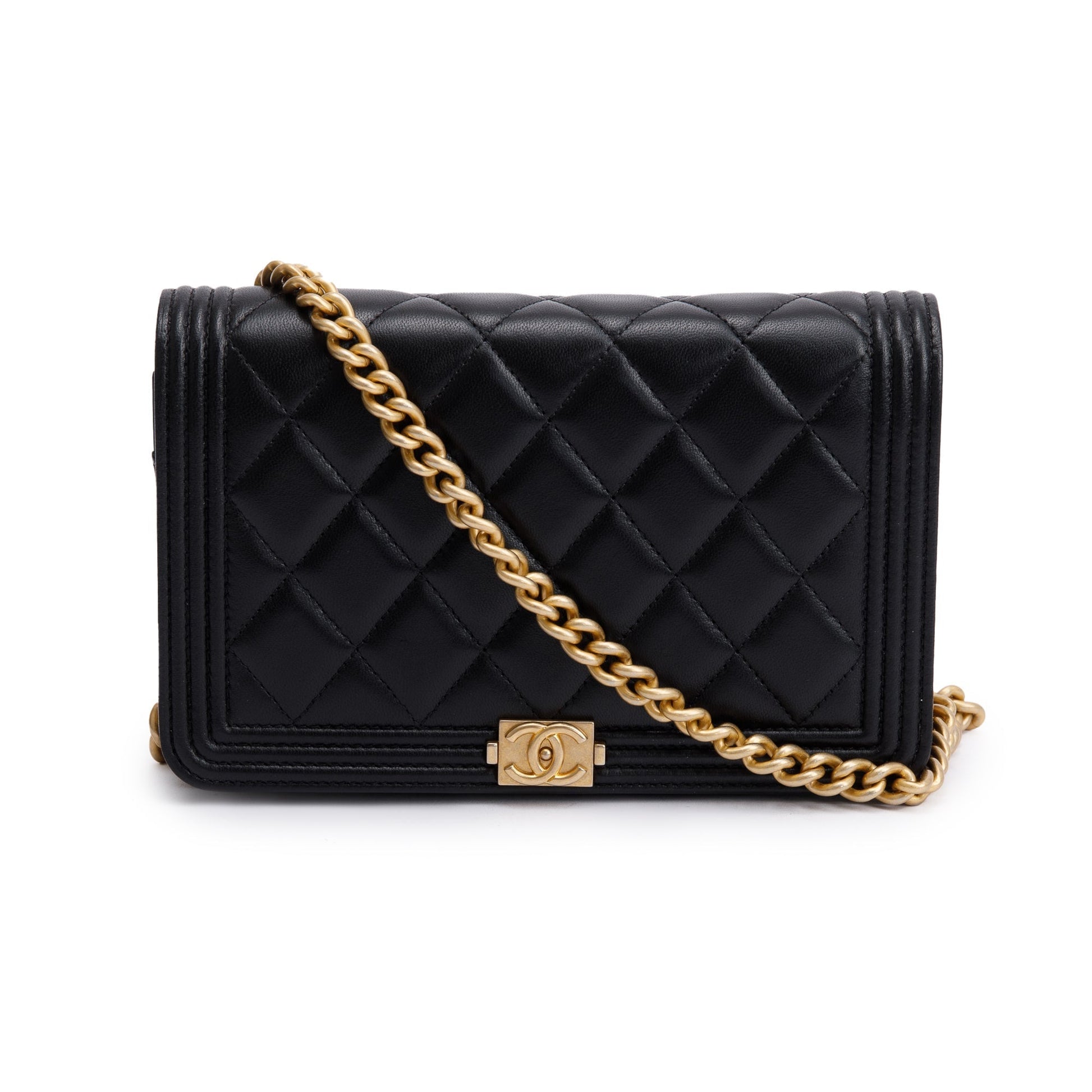 Chanel Boy on Leather Lambskin Black Wallet Case