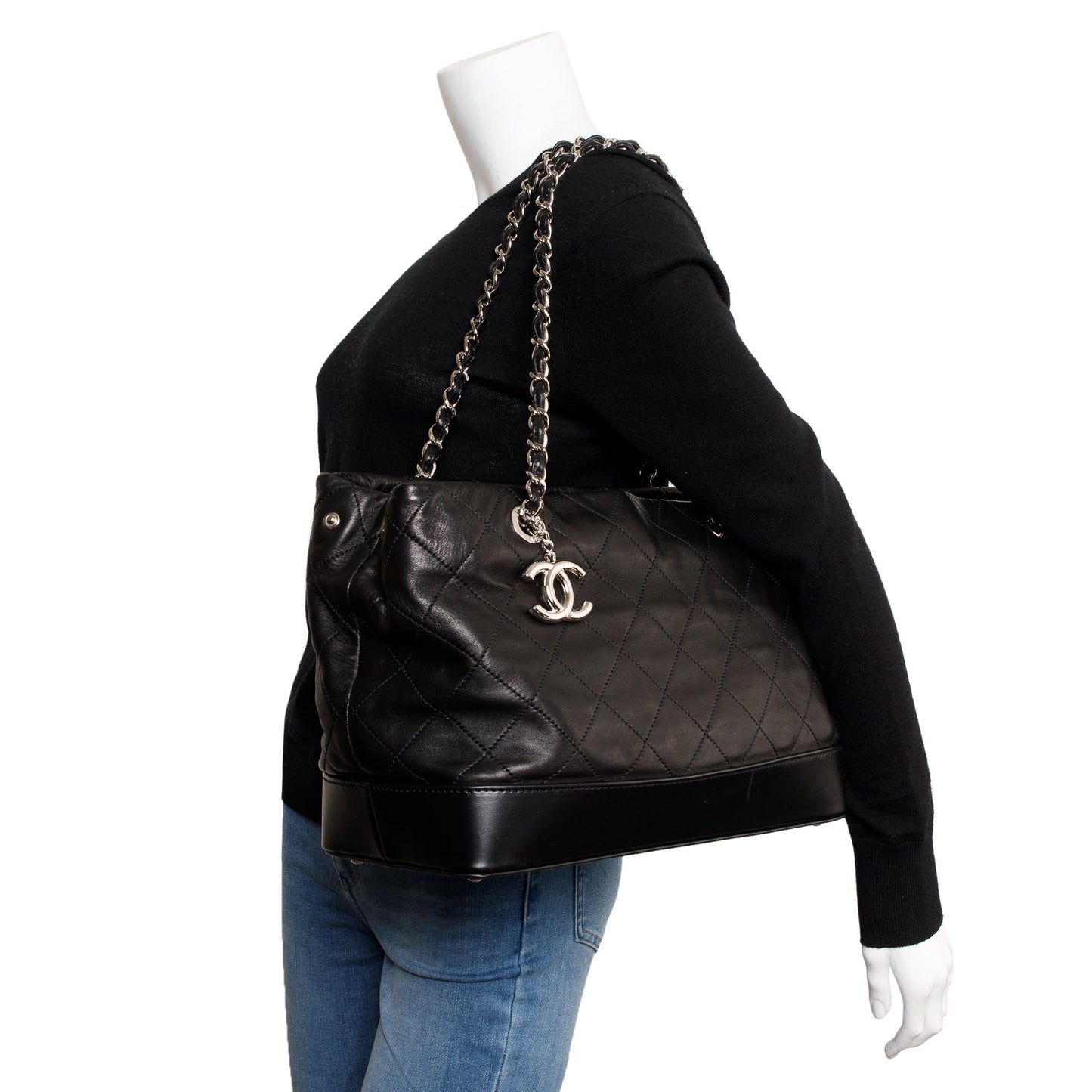 Chanel CC Soft Charm Leather Lambskin Black Key Chain