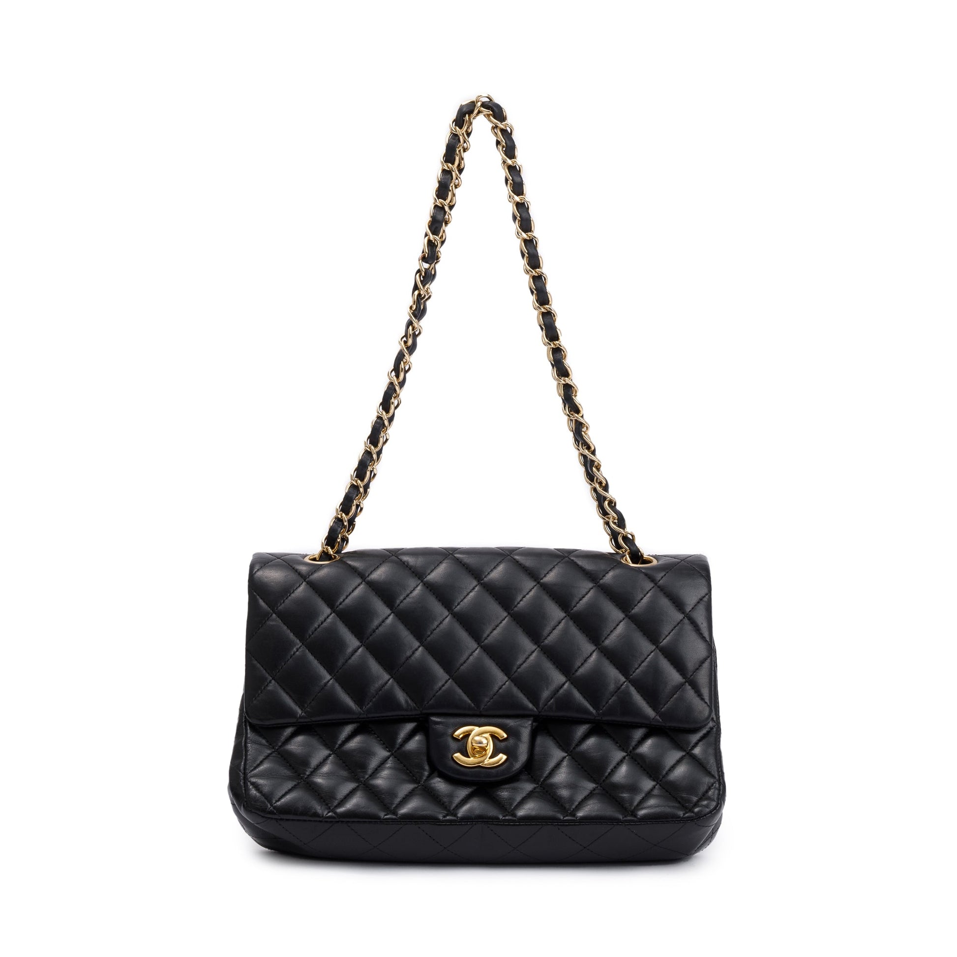 Chanel Classic Double Flap Leather Lambskin Black Travel Bag 5