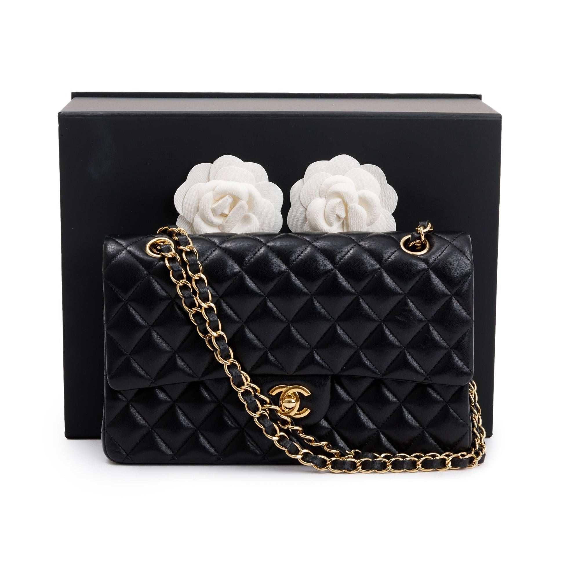 Chanel Classic Double Flap Leather Lambskin Black Travel Bag Authenticity Card