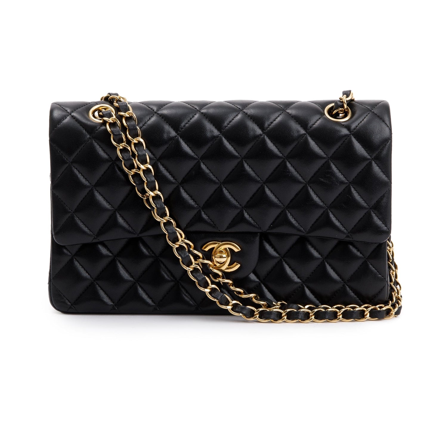Chanel Classic Double Flap Leather Lambskin Black Travel Bag Authenticity Card