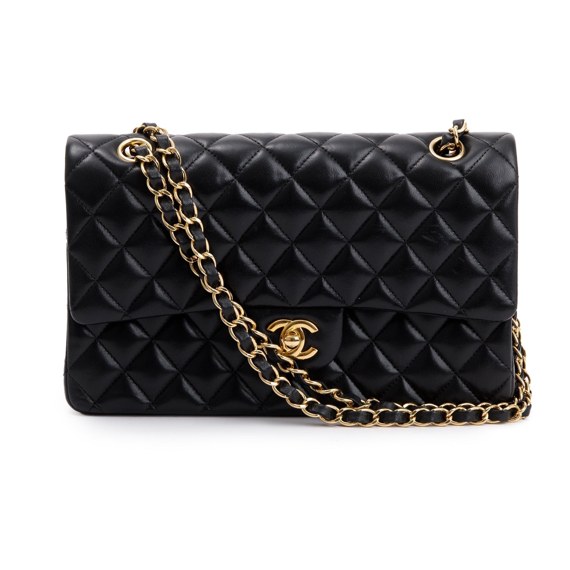 Chanel Classic Double Flap Leather Lambskin Black Travel Bag Authenticity Card