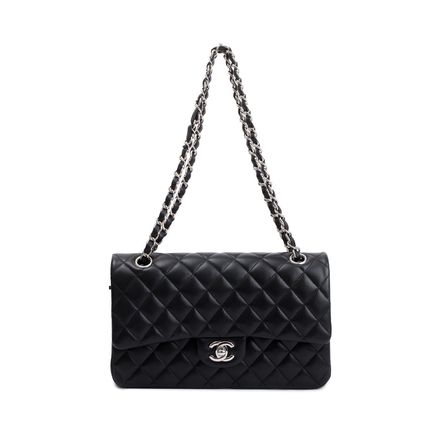 Chanel Classic Double Flap Leather Lambskin Black Travel Bag 4