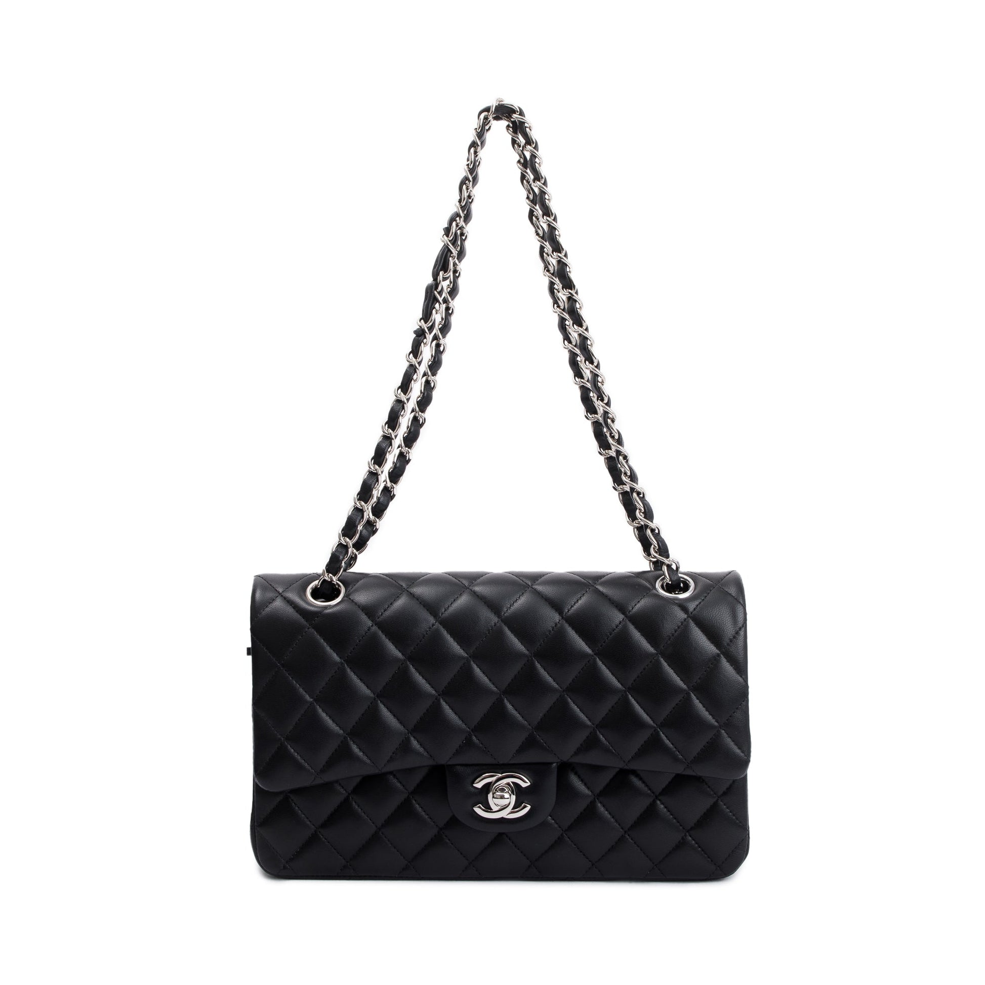 Chanel Classic Double Flap Leather Lambskin Black Travel Bag 4
