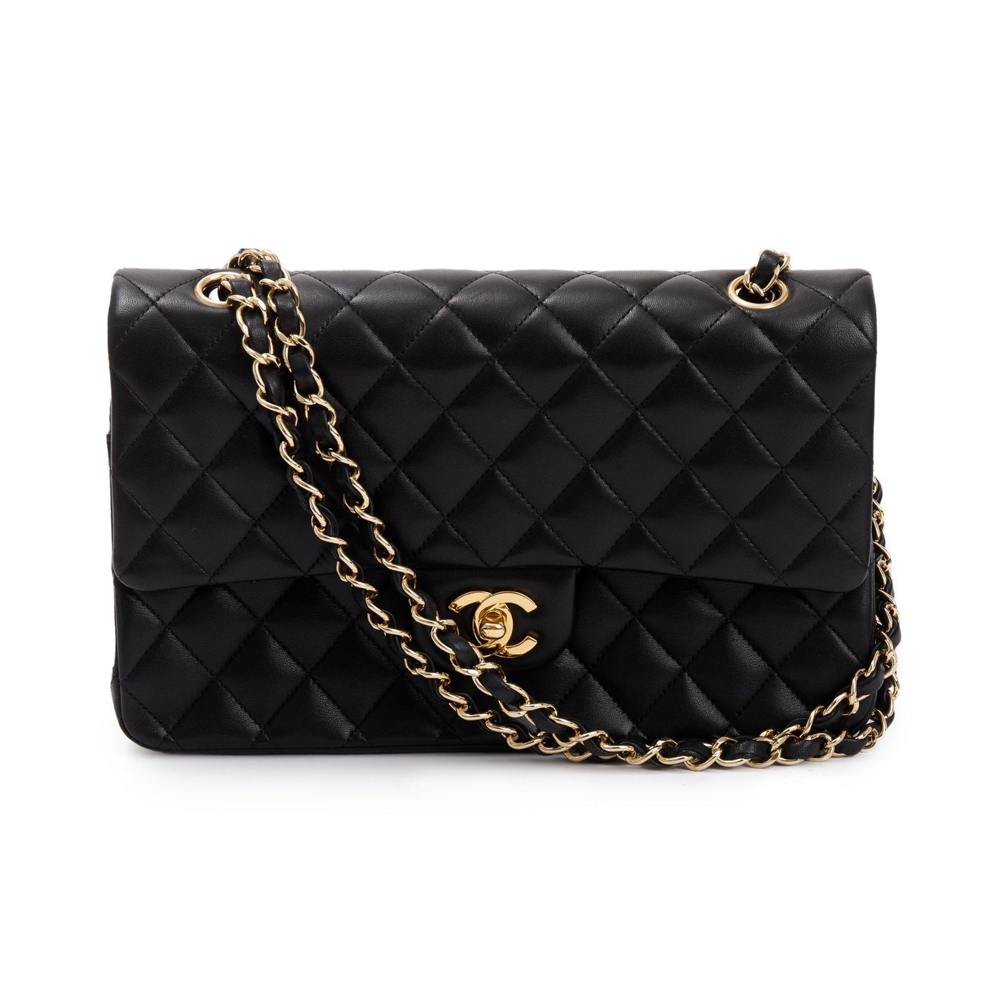Chanel Classic Double Flap Leather Lambskin Black Travel Bag Flap Bag