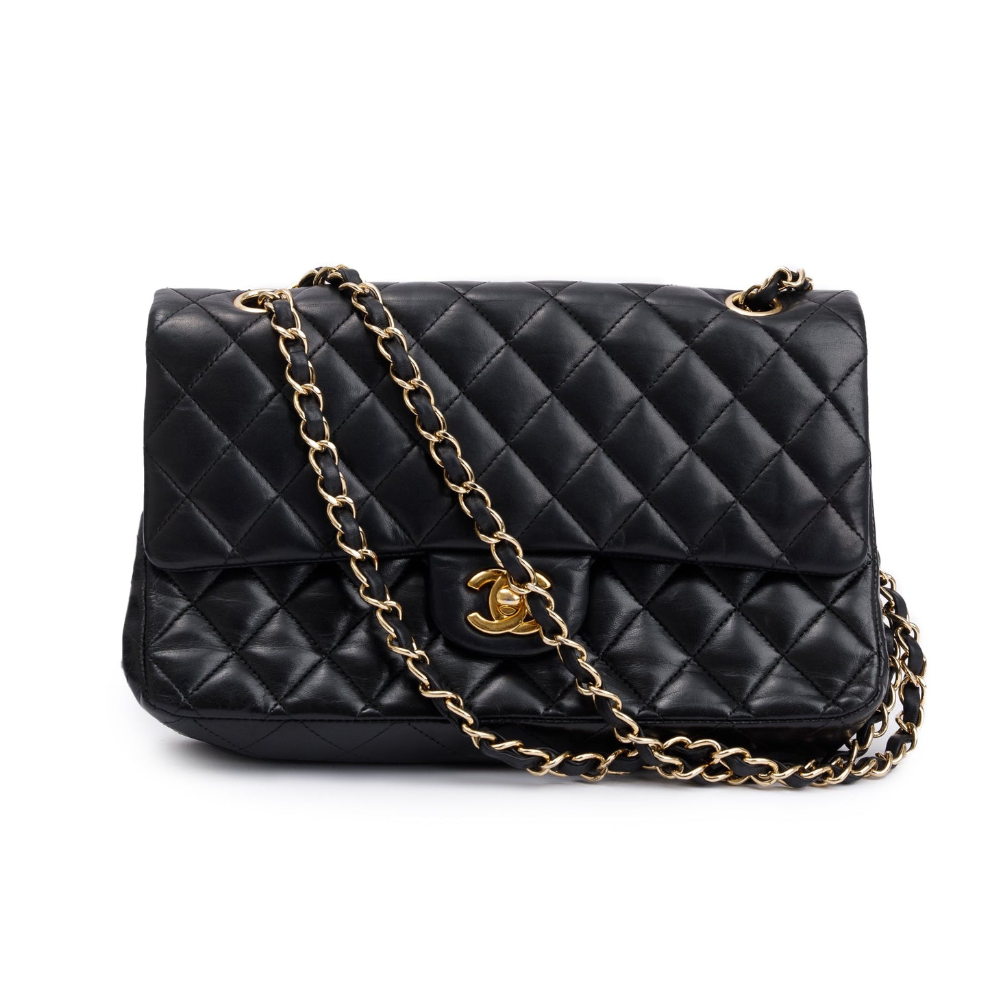 Chanel Classic Double Flap Leather Lambskin Black Travel Bag 5