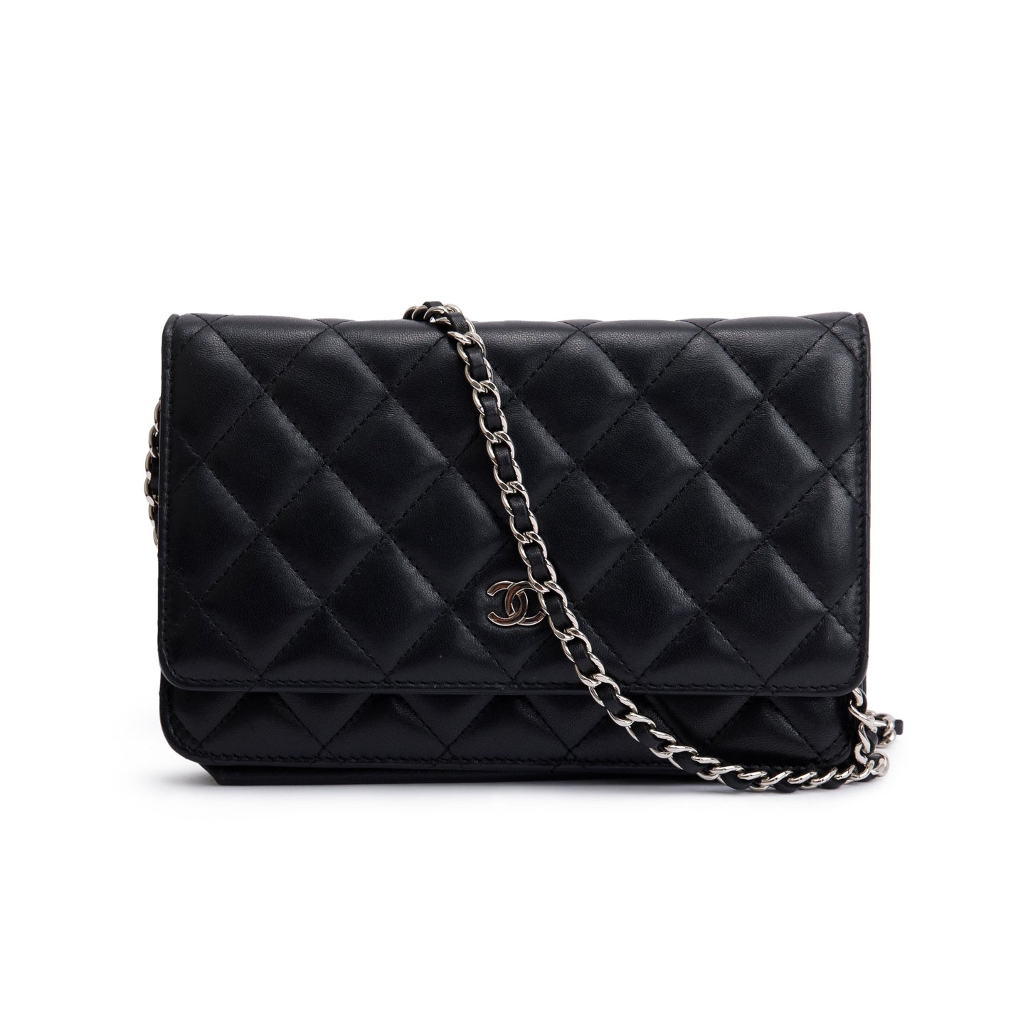 Chanel Classic on Leather Lambskin Black Wallet Case W Box