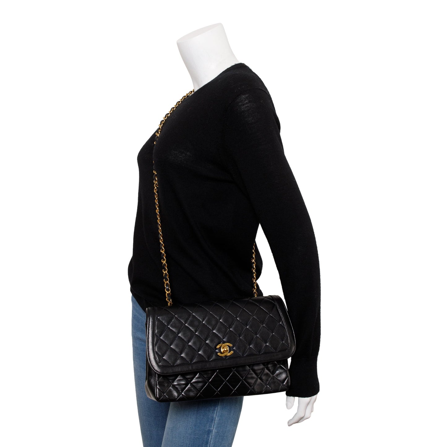 Chanel Integral Flap Leather Lambskin Black Travel Bag