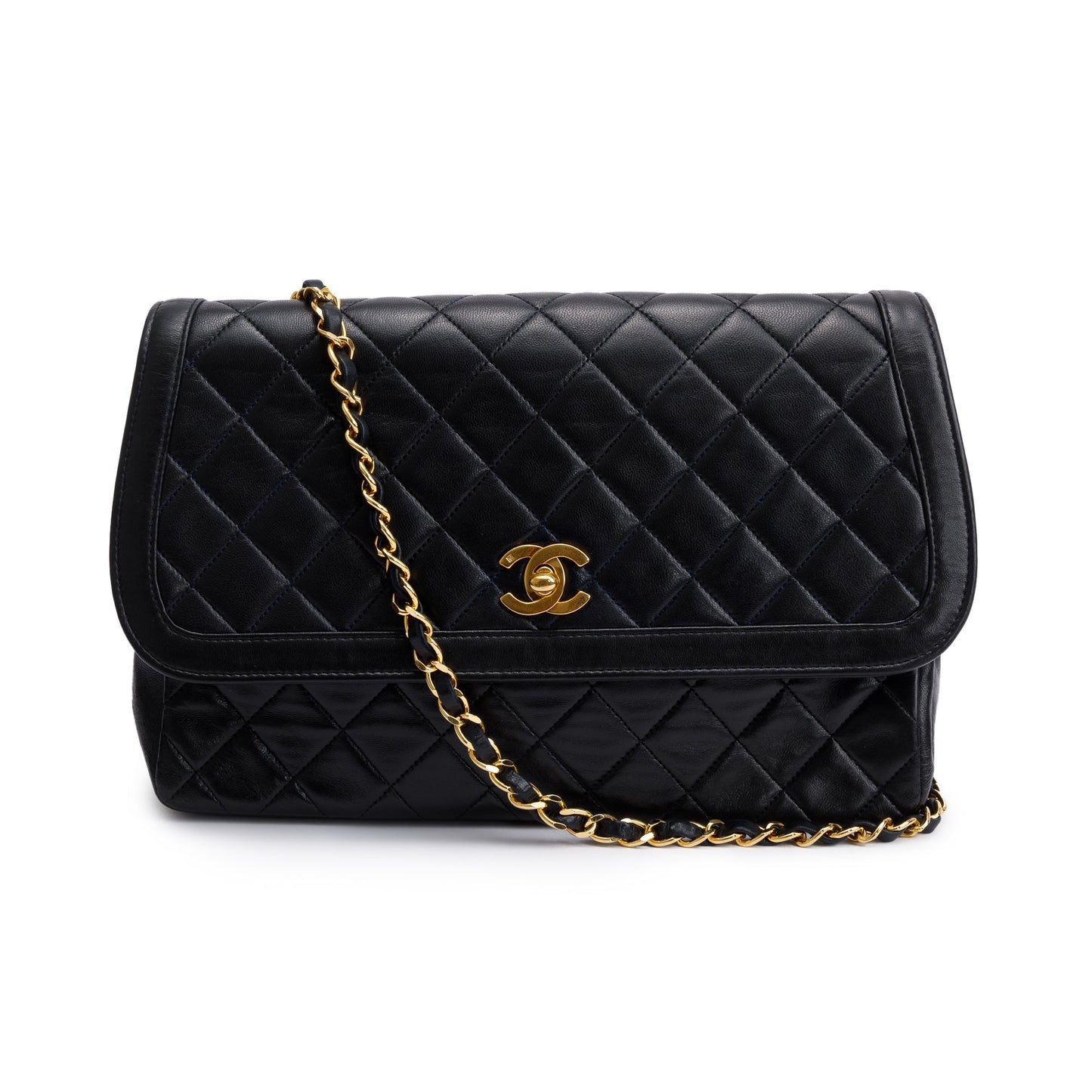 Chanel Integral Flap Leather Lambskin Black Travel Bag