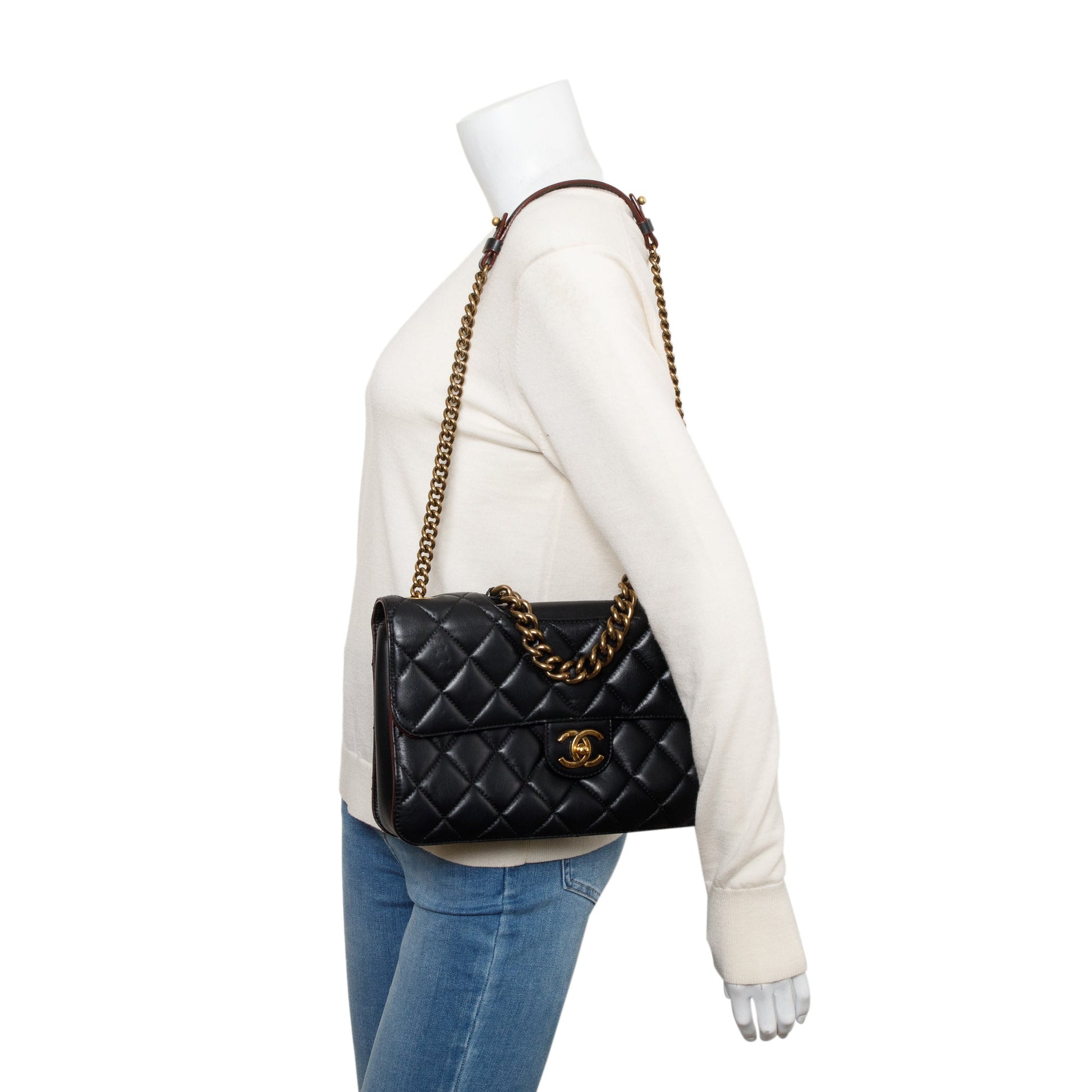 Chanel Perfect Edge Flap Leather Lambskin Black Travel Bag