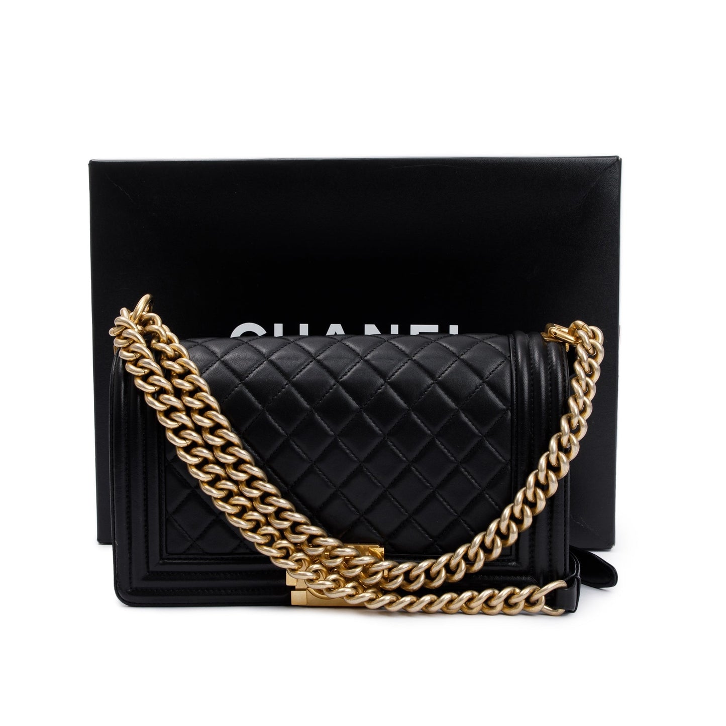 Chanel Boy Leather Lambskin Black Travel Bag