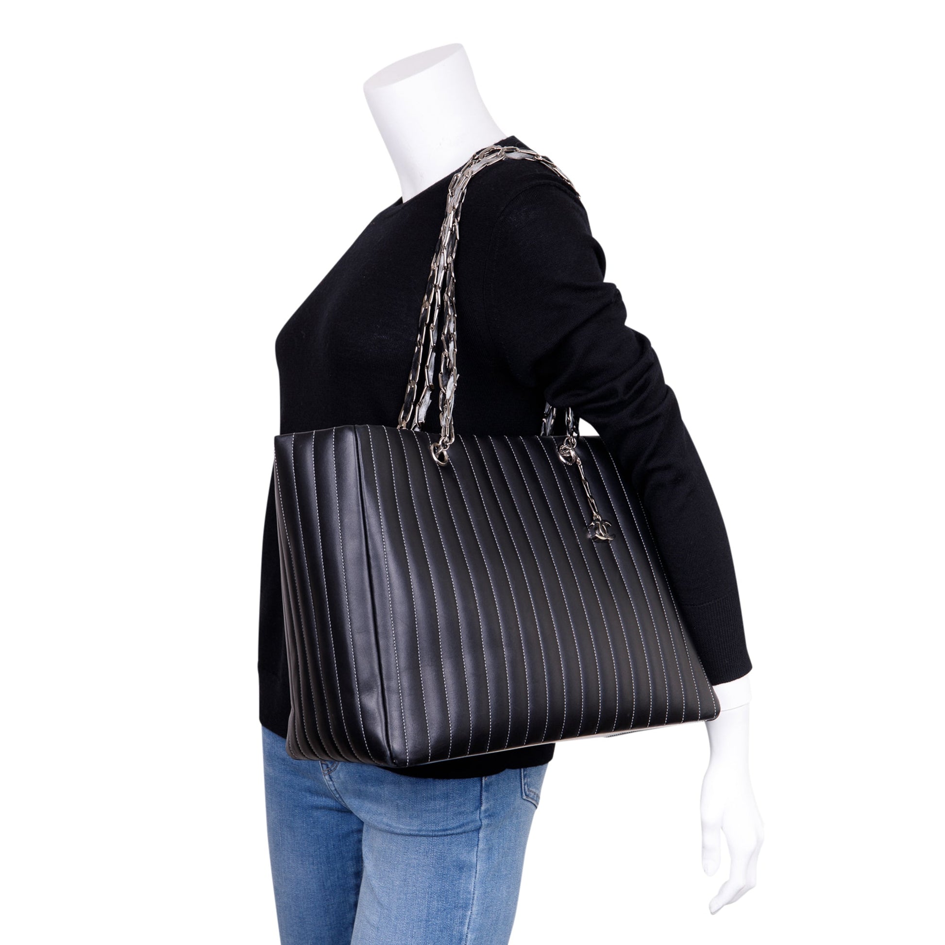 Chanel Mademoiselle Ligne Lambskin Black Travel Bag