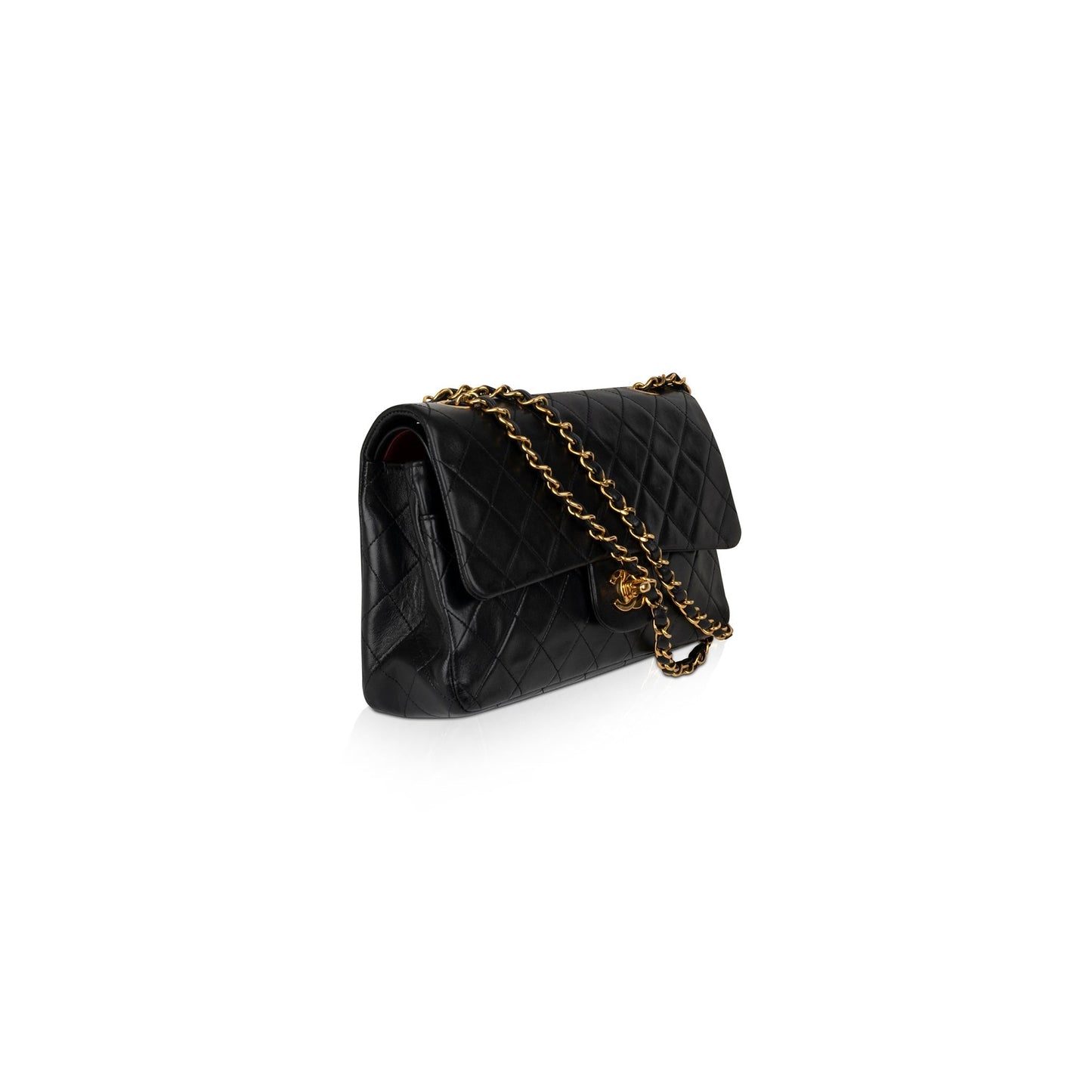 Chanel Classic Double Flap Lambskin Black Travel Bag Flap Bag