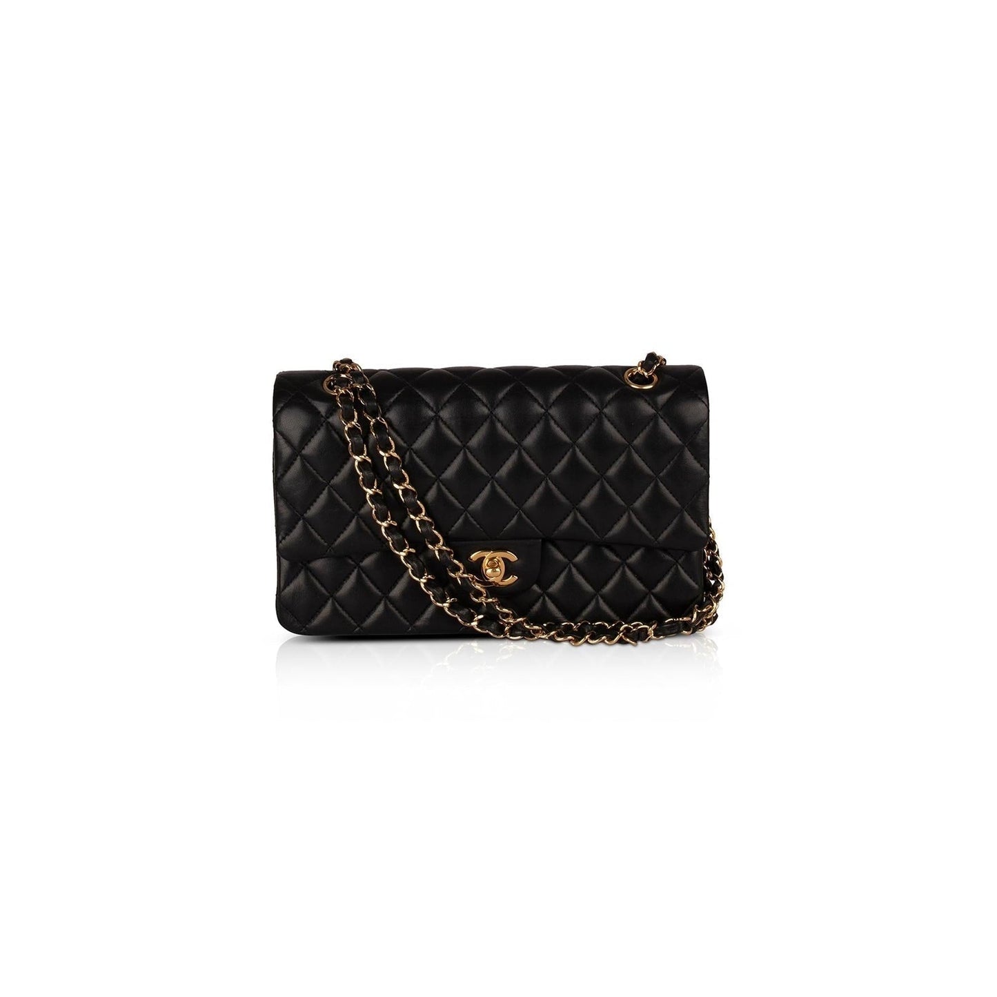Chanel Classic Double Flap Lambskin Black Travel Bag