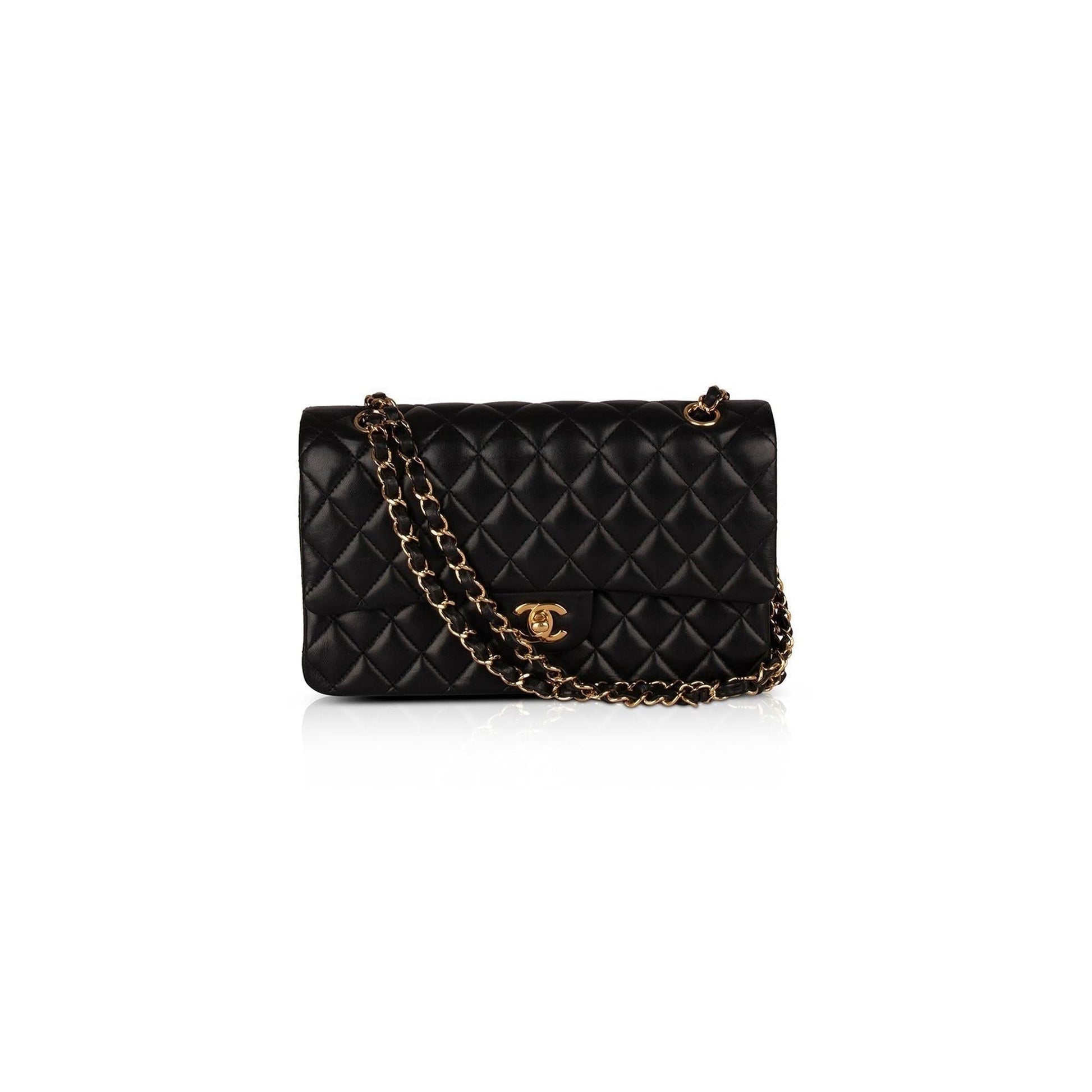 Chanel Classic Double Flap Lambskin Black Travel Bag