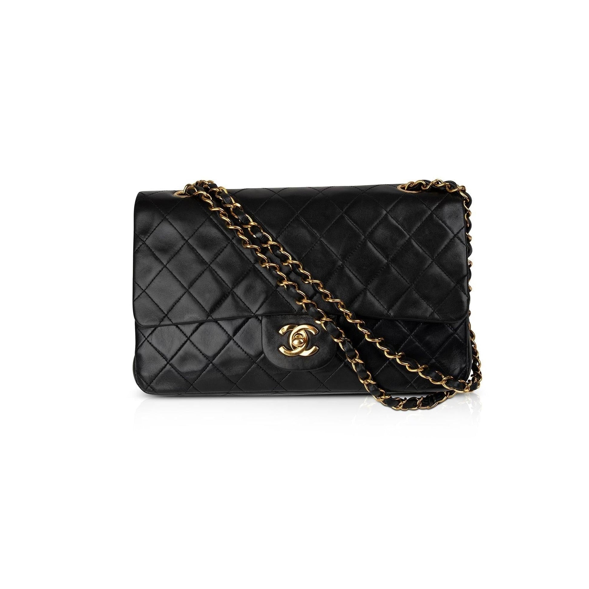 Chanel Classic Double Flap Lambskin Black Travel Bag Flap Bag