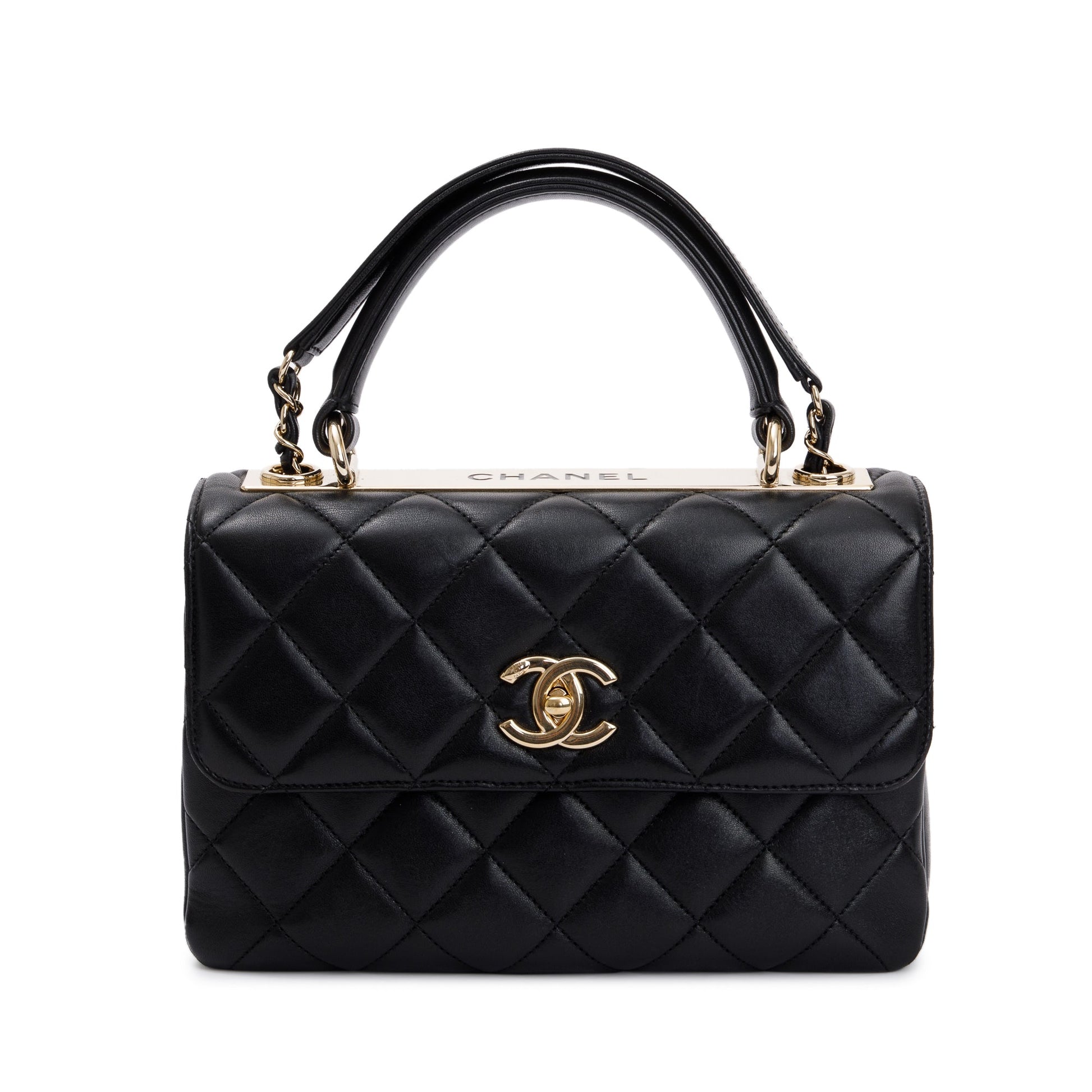 Chanel Trendy CC Top Handle Flap Lambskin Black Travel Bag 3