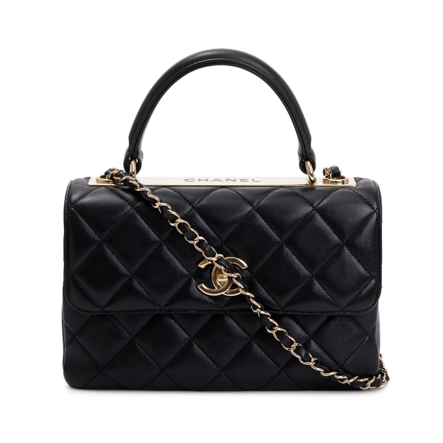 Chanel Trendy CC Top Handle Flap Lambskin Black Travel Bag 3