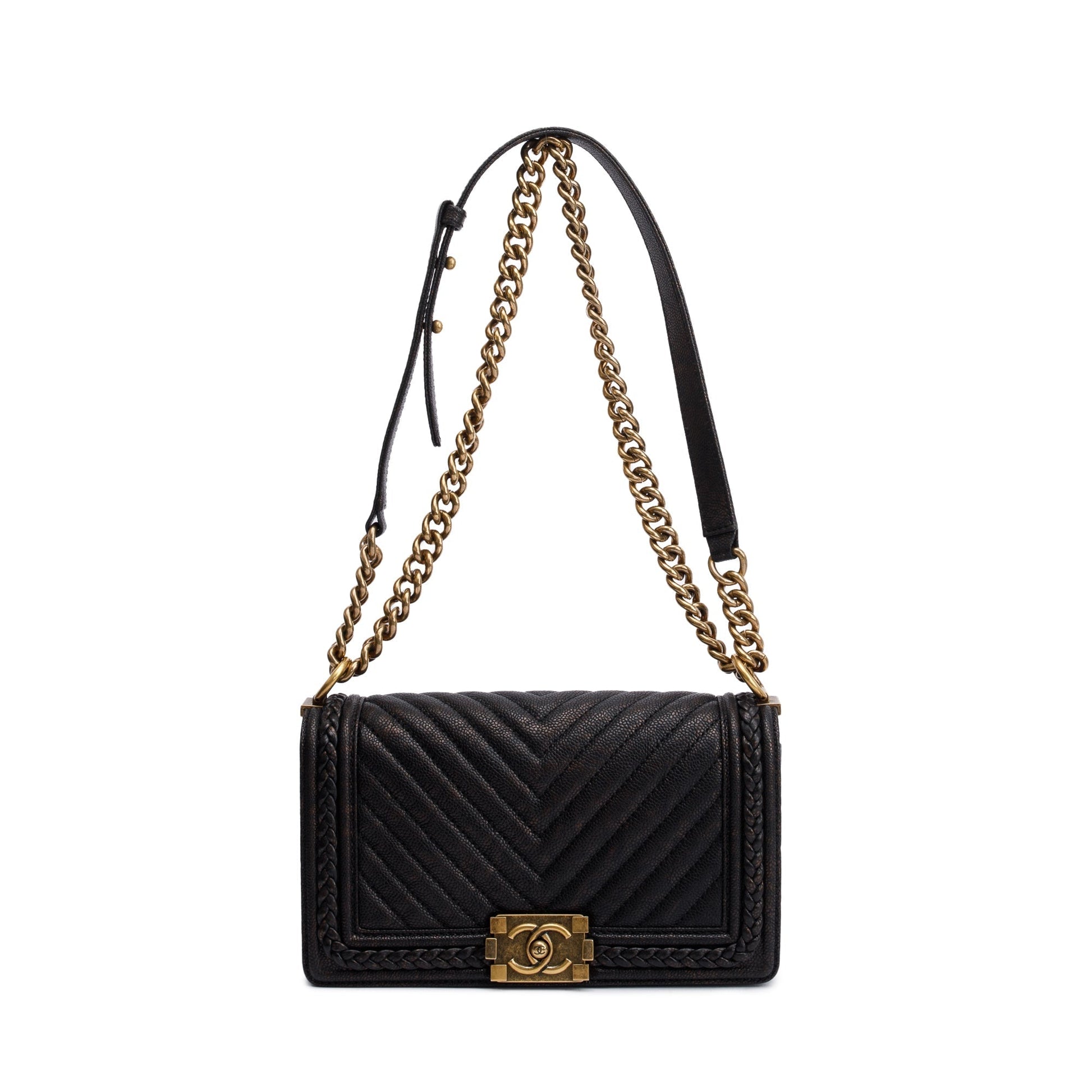 Chanel Braided Boy Leather Black Travel Bag