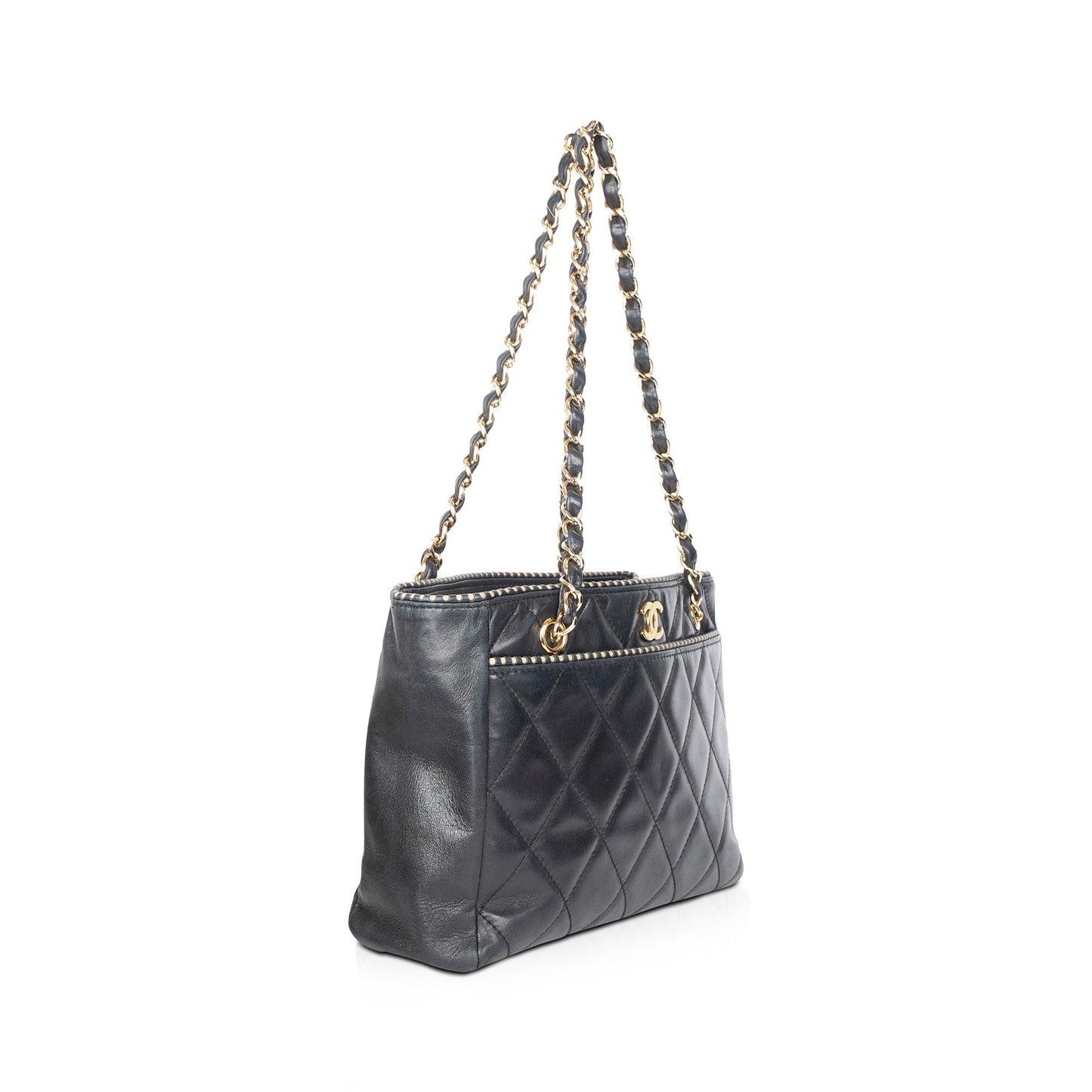 Chanel Shopping Leather Black Travel Bag