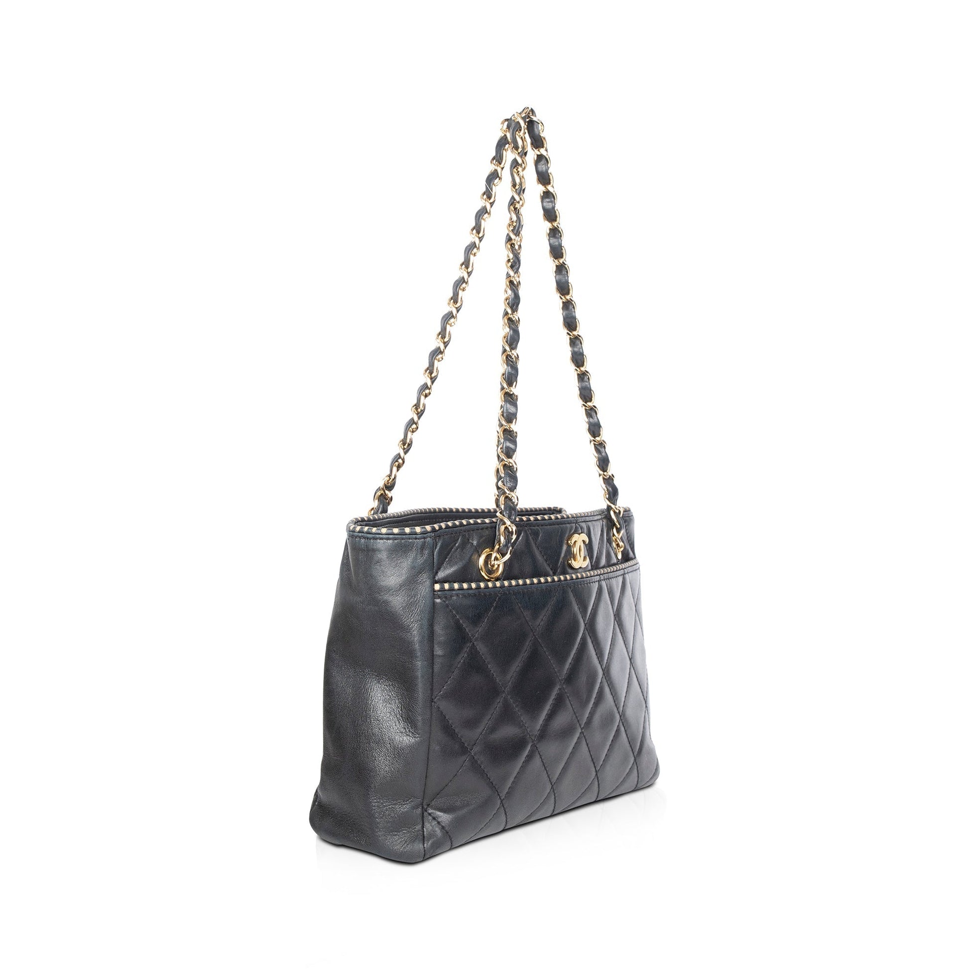 Chanel Shopping Leather Black Travel Bag