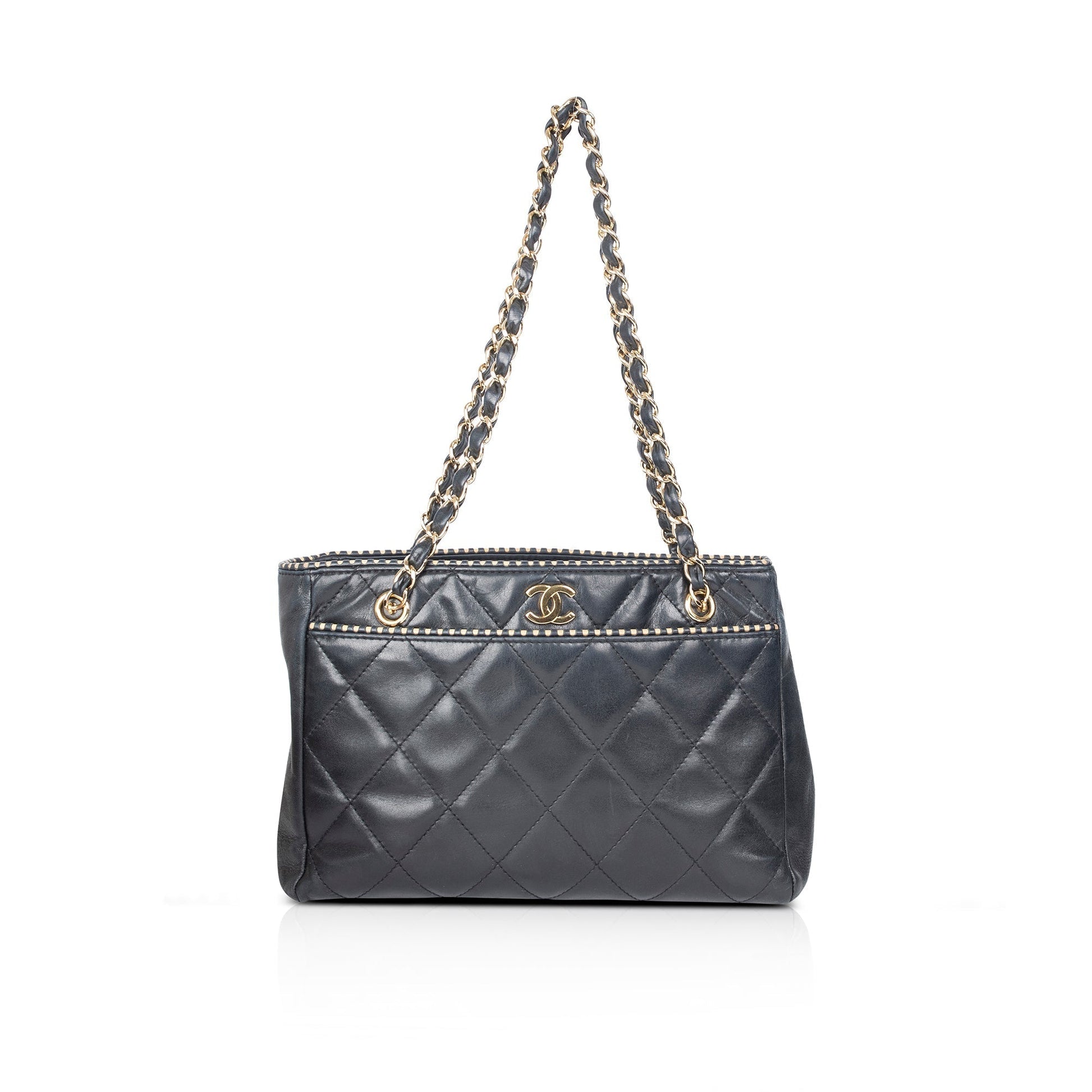 Chanel Shopping Leather Black Travel Bag