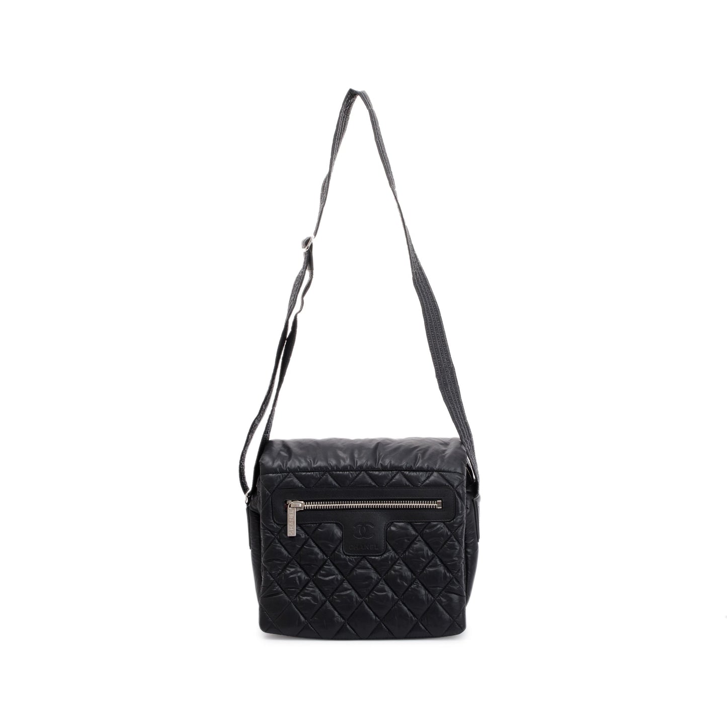 Chanel Nylon Quilted Coco Cocoon Messenger Black Travel Bag