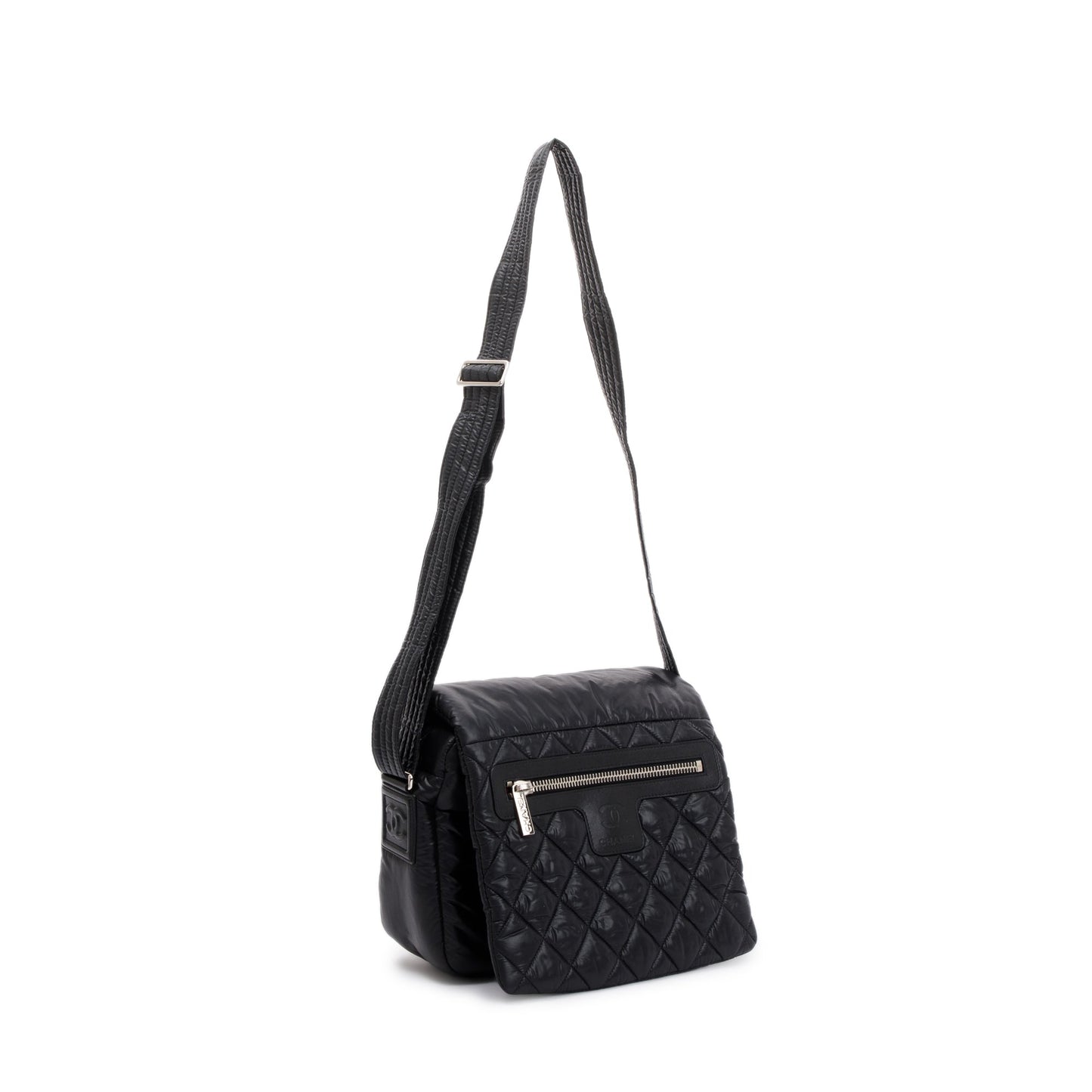 Chanel Nylon Quilted Coco Cocoon Messenger Black Travel Bag