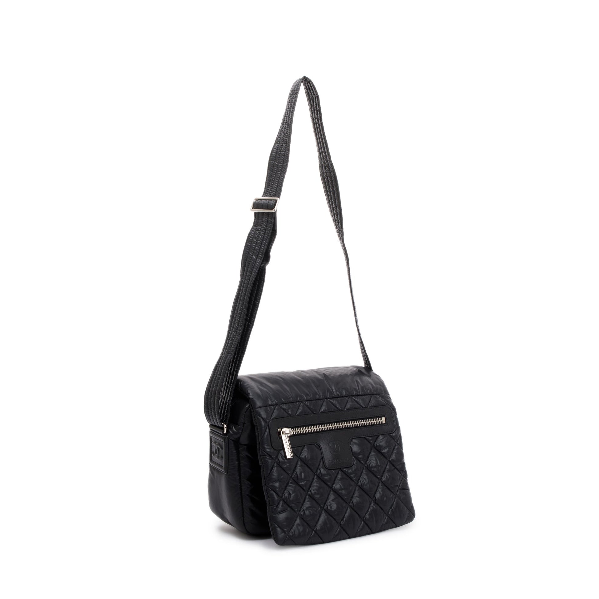 Chanel Nylon Quilted Coco Cocoon Messenger Black Travel Bag