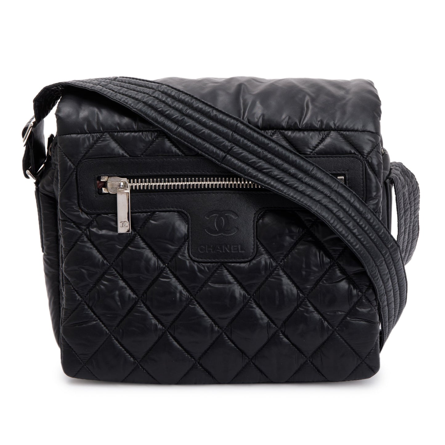 Chanel Nylon Quilted Coco Cocoon Messenger Black Travel Bag