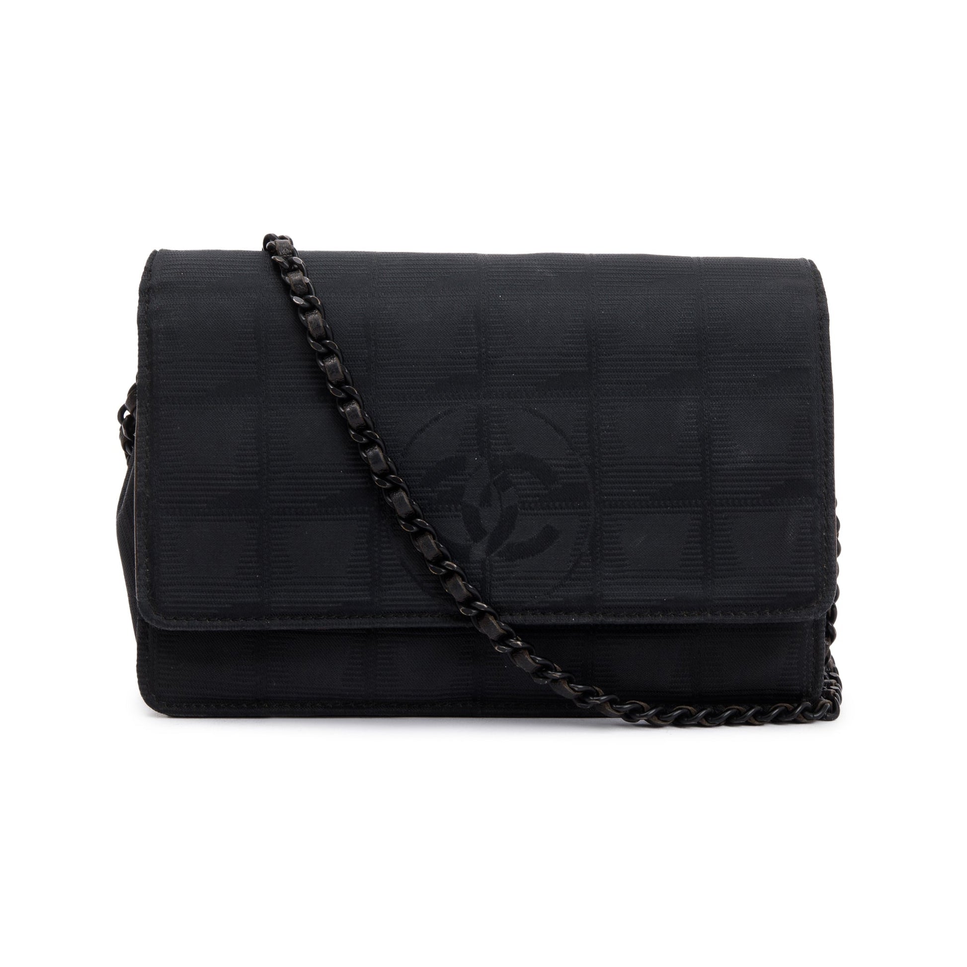 Chanel Nylon Ligne on Black Wallet Case