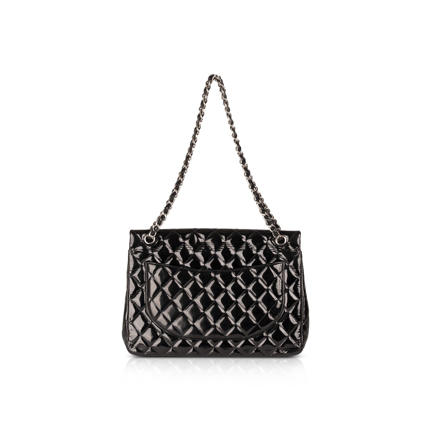 Chanel Patent Classic Maxi Double Flap Black Travel Bag