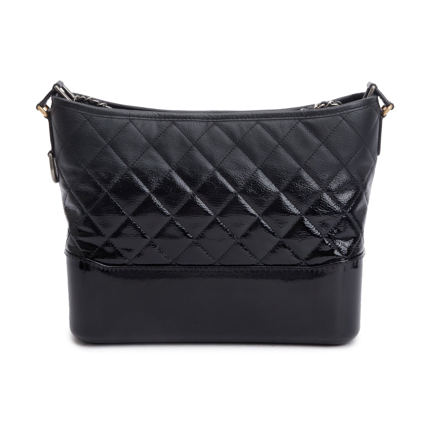 Chanel Patent Goatskin Gabrielle Hobo Leather Black Travel Bag