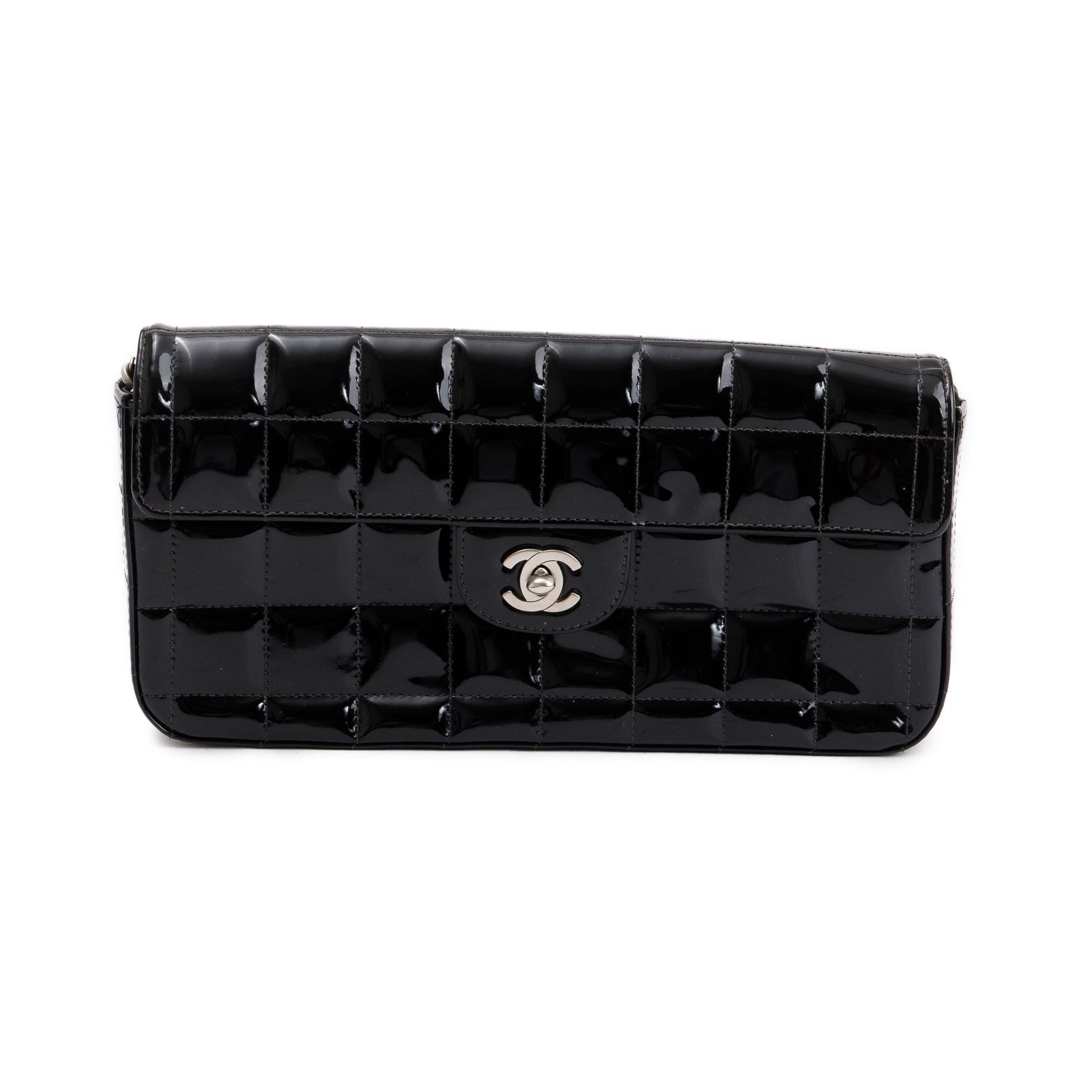 Chanel Patent Chocolate Bar E W Leather Black Travel Bag