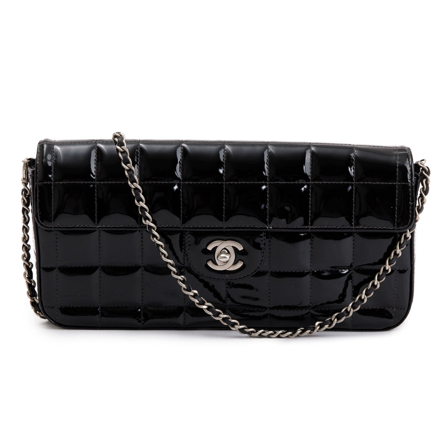 Chanel Patent Chocolate Bar E W Leather Black Travel Bag