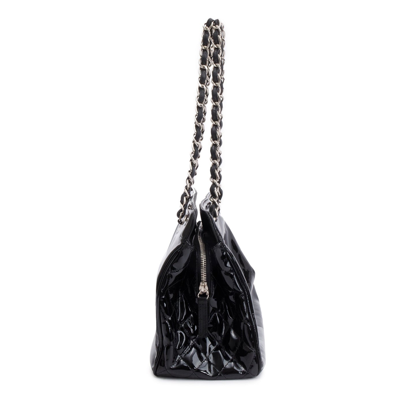 Chanel Patent Lipstick Ligne Leather Black Travel Bag