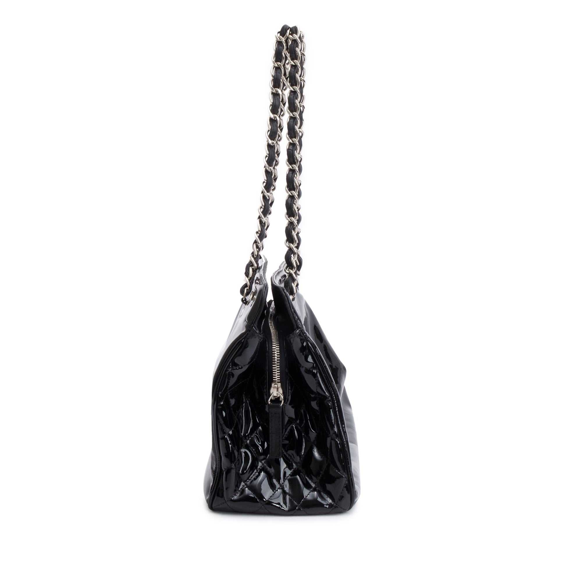 Chanel Patent Lipstick Ligne Leather Black Travel Bag