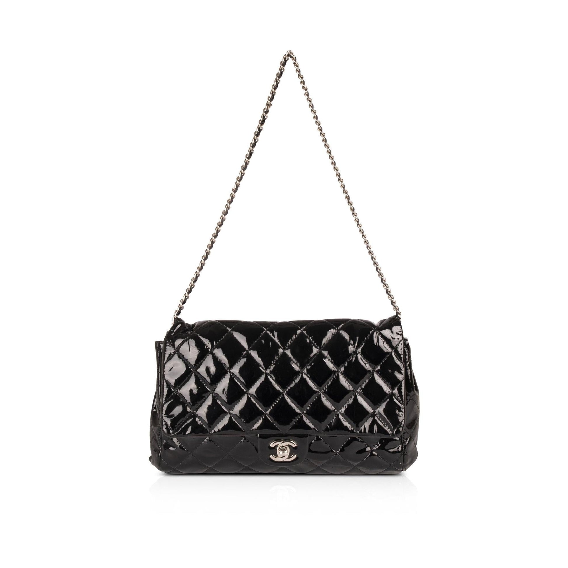 Chanel Patent New Leather Black Travel Bag