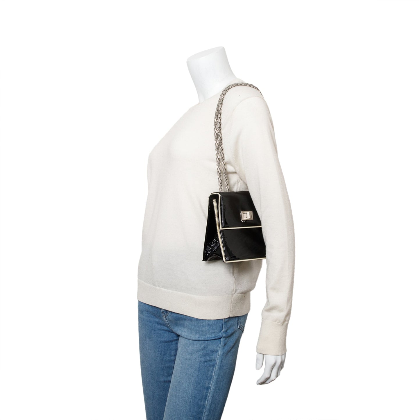 Chanel Patent Reissue Square Flap Leather Black Travel Bag