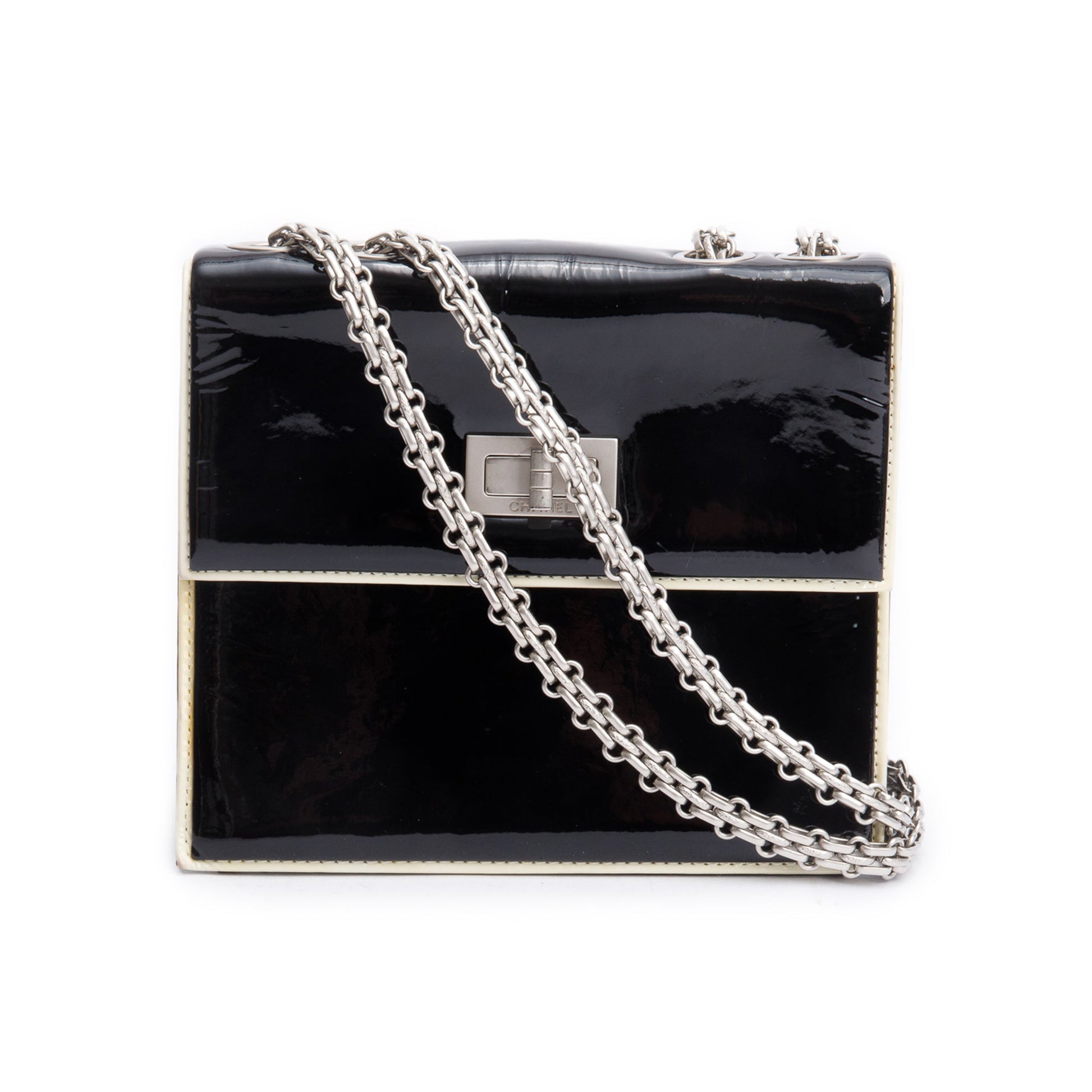 Chanel Patent Reissue Square Flap Leather Black Travel Bag