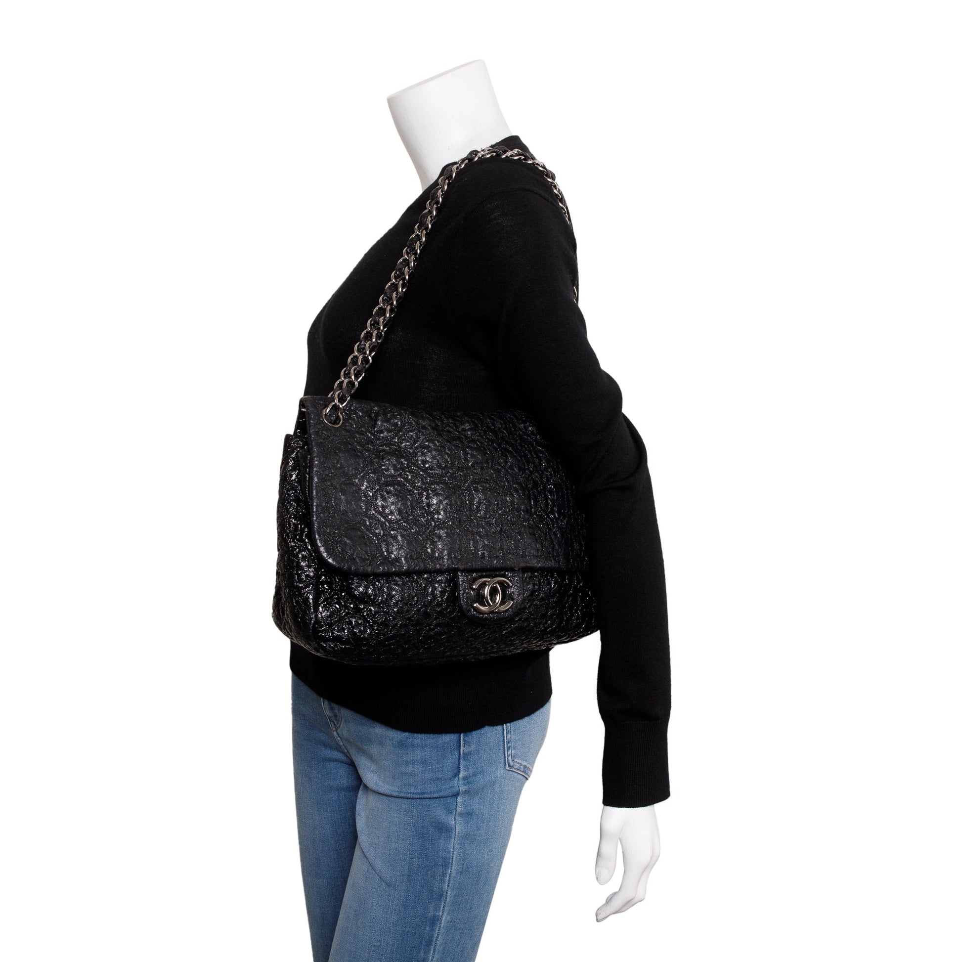 Chanel Patent Rock Moscow Flap Leather Black Travel Bag