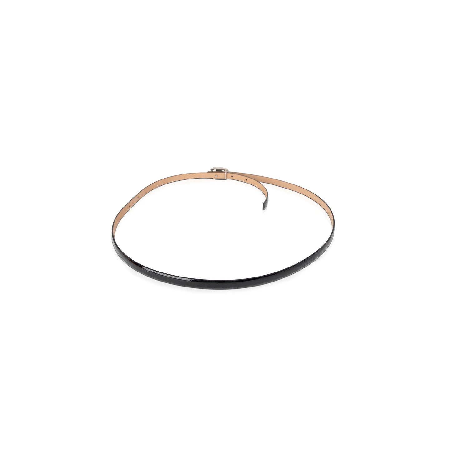 Chanel Patent Skinny Belt CC Buckle Leather Black