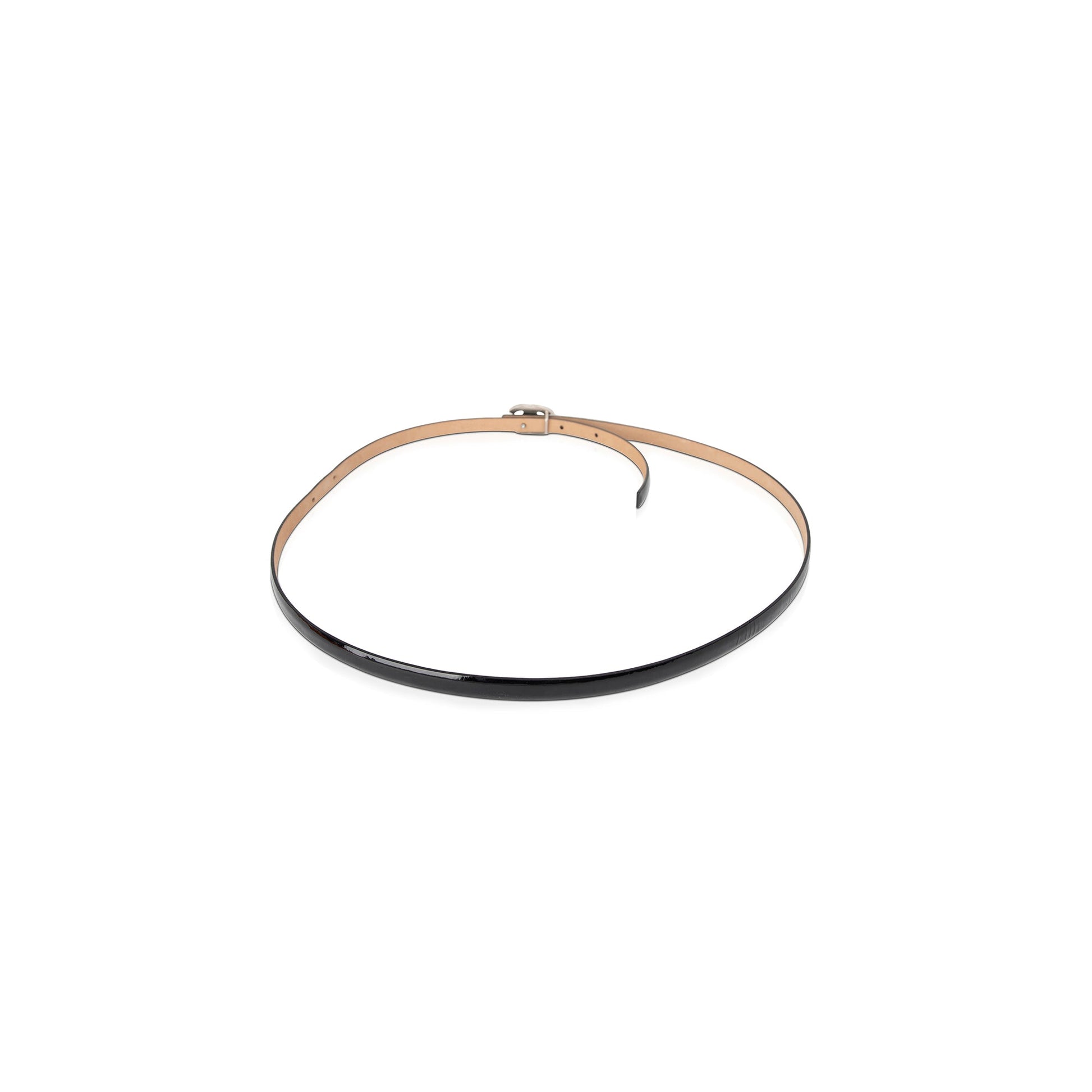Chanel Patent Skinny Belt CC Buckle Leather Black