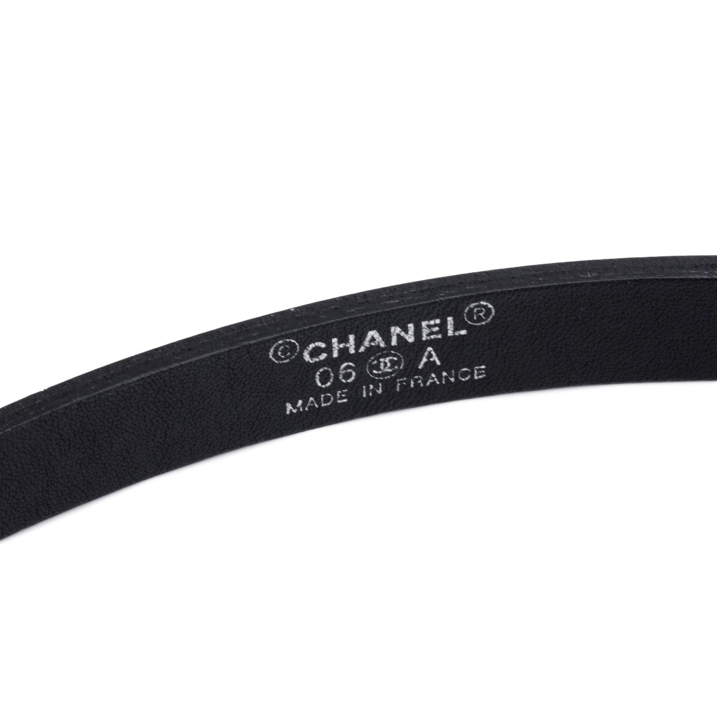 Chanel Patent Strass Buckle Skinny Belt Leather Black