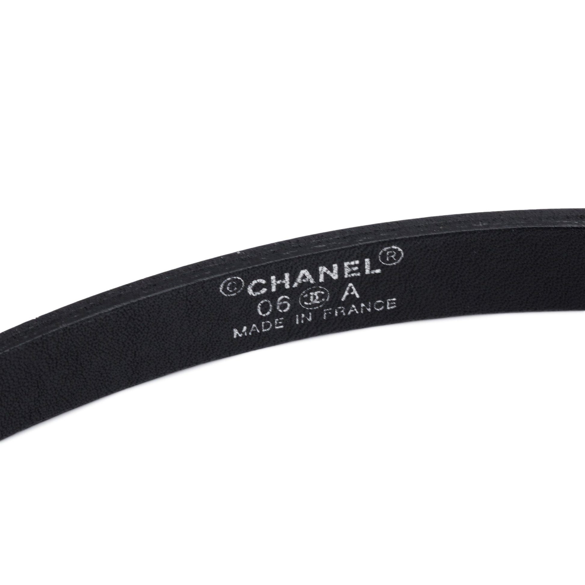 Chanel Patent Strass Buckle Skinny Belt Leather Black
