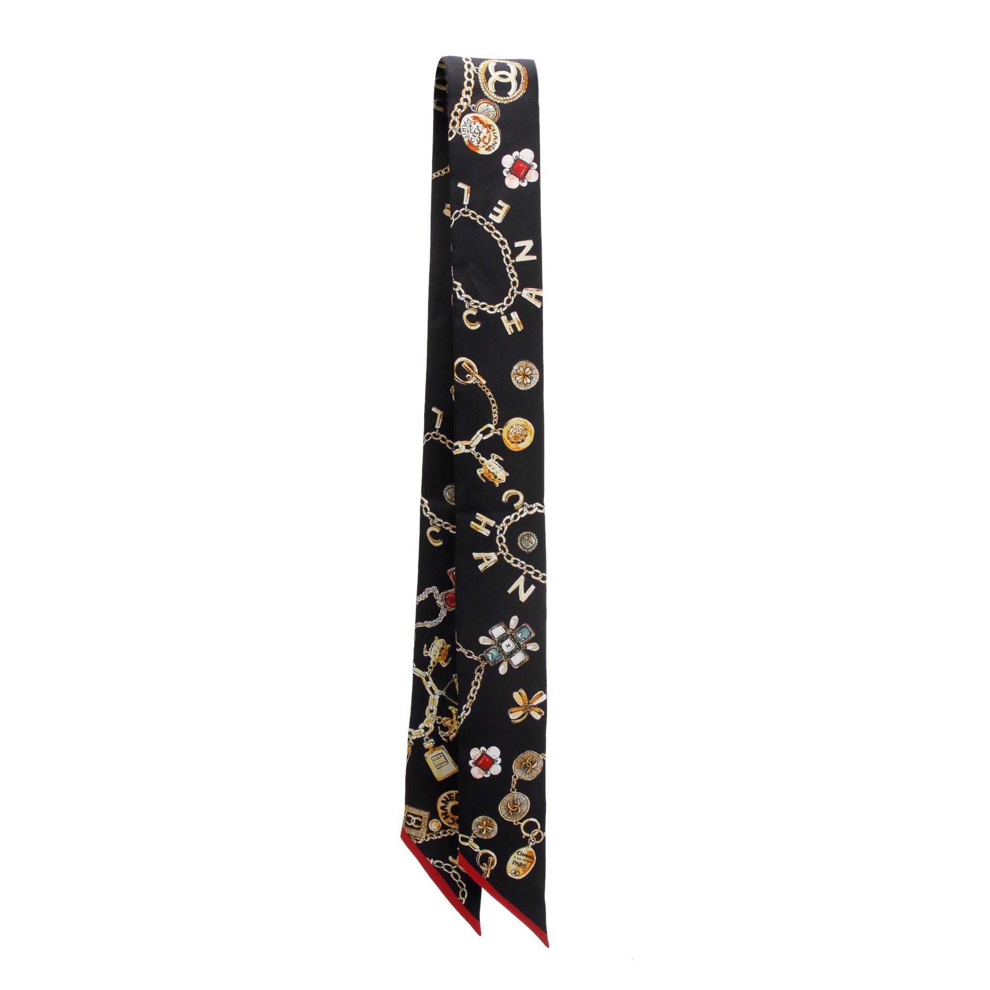 Chanel Printed CC Twill Silk Tie Black Travel Bag