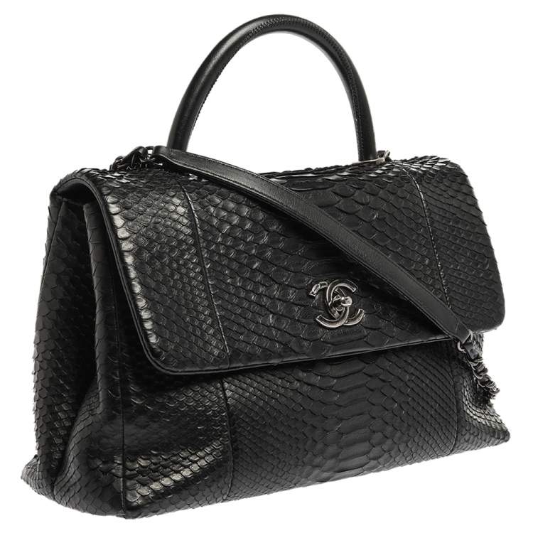 Chanel Python Coco Top Handle Black Handbag