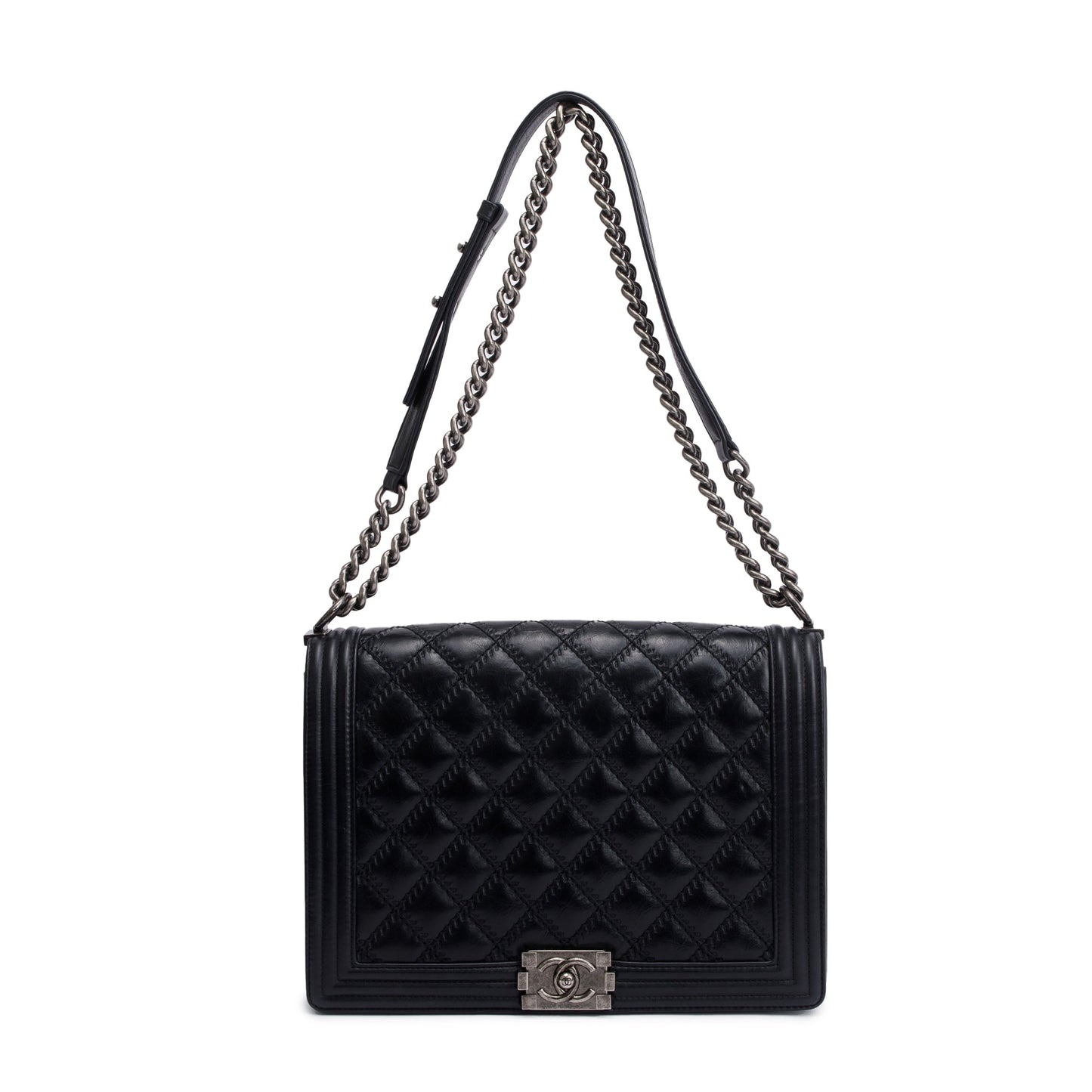 Chanel Quilted Aged XL Boy Calfskin Black Travel Bag